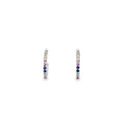 0.69ct Multi Colour Sapphire Diamond Studs Set in 18ct White Gold