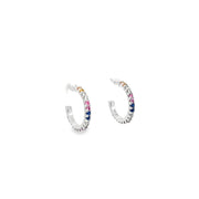 0.69ct Multi Colour Sapphire Diamond Studs Set in 18ct White Gold