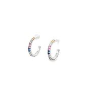 0.69ct Multi Colour Sapphire Diamond Studs Set in 18ct White Gold