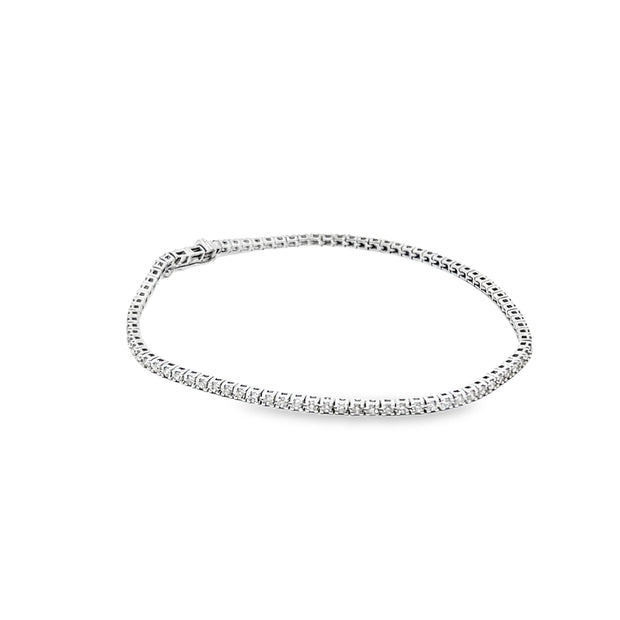 1.05ct Natural Round Brillinat Cut Diamond Tennis Bracelet Set in 9ct White Gold