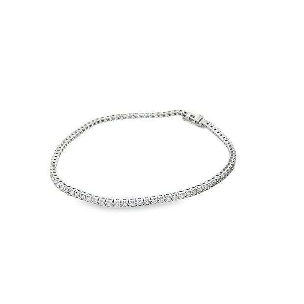 1.05ct Natural Round Brillinat Cut Diamond Tennis Bracelet Set in 9ct White Gold