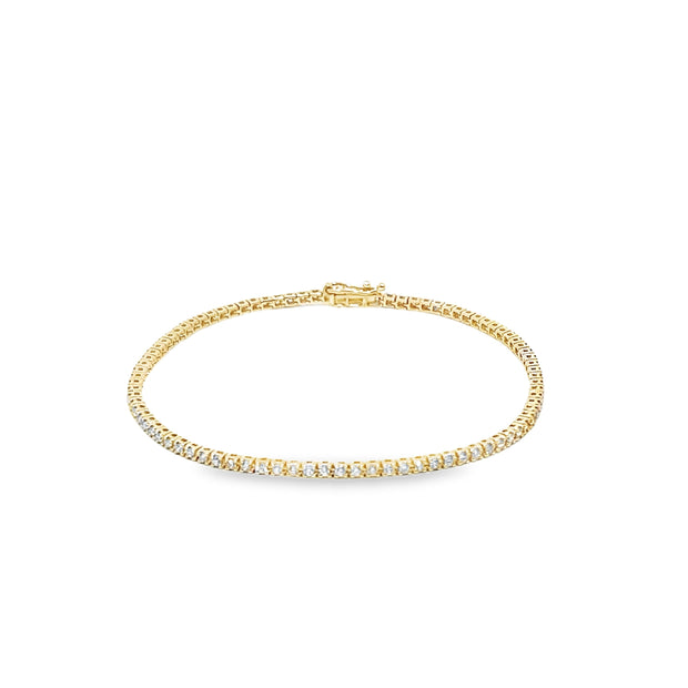 1.04ct Natural Diamond tennis Bracelet Set In 9ct Yellow Gold