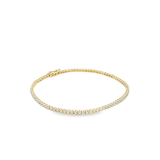 1.04ct Natural Diamond tennis Bracelet Set In 9ct Yellow Gold