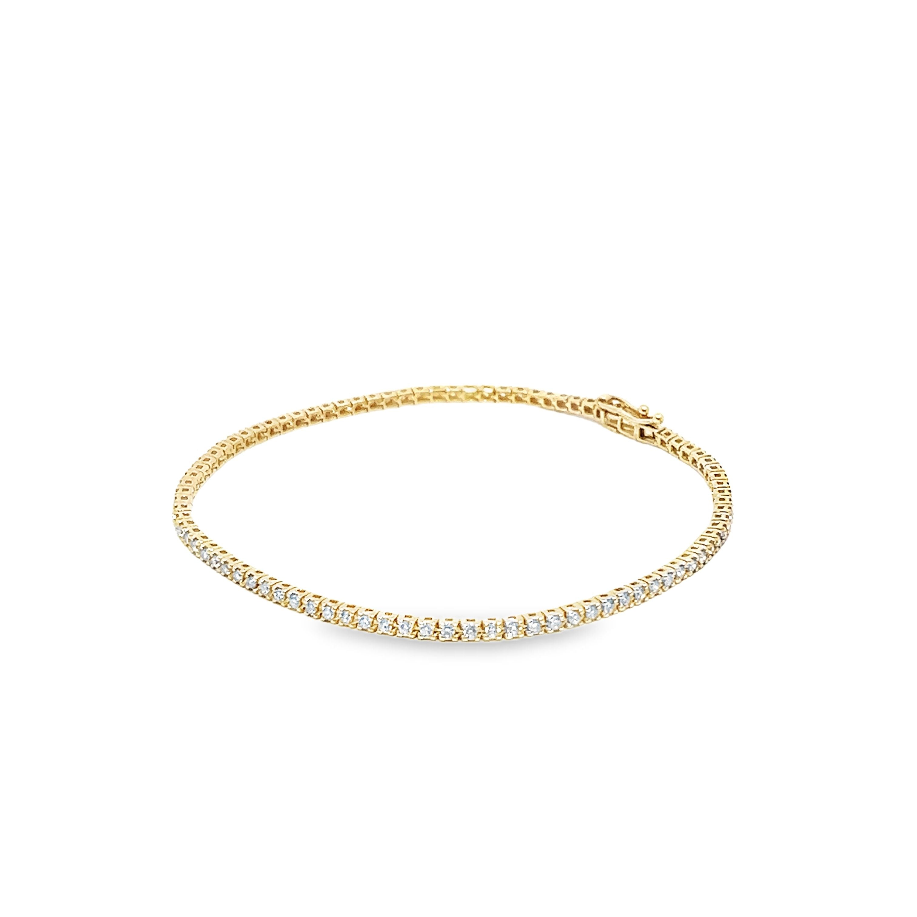 1.04ct Natural Diamond tennis Bracelet Set In 9ct Yellow Gold