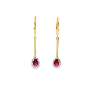 1.36ct Ruby And Diamond Drop Earrings Set in 18ct Yellow Gold