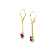 1.36ct Ruby And Diamond Drop Earrings Set in 18ct Yellow Gold