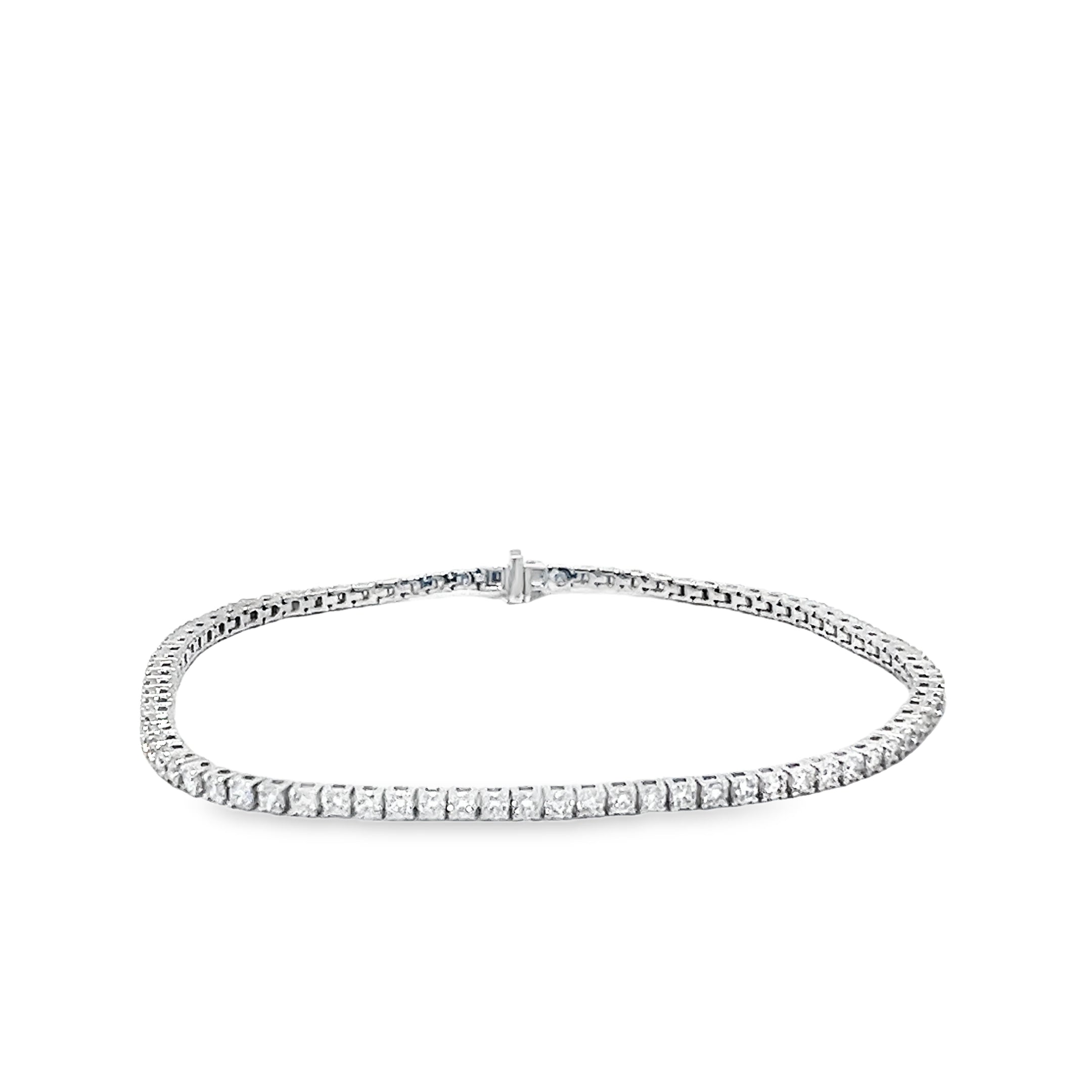 2.00ct Lab Grown Round Brillinat Cut Diamond Tennis Bracelet Set in 18ct White Gold