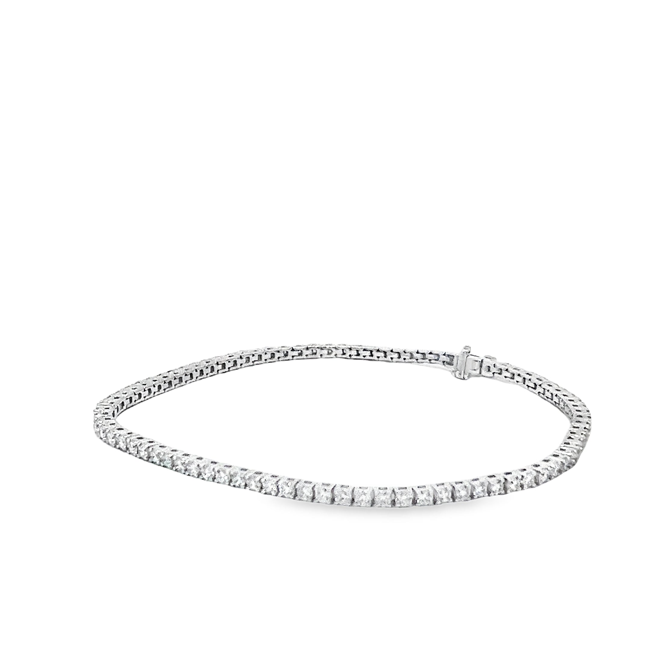 2.00ct Lab Grown Round Brillinat Cut Diamond Tennis Bracelet Set in 18ct White Gold