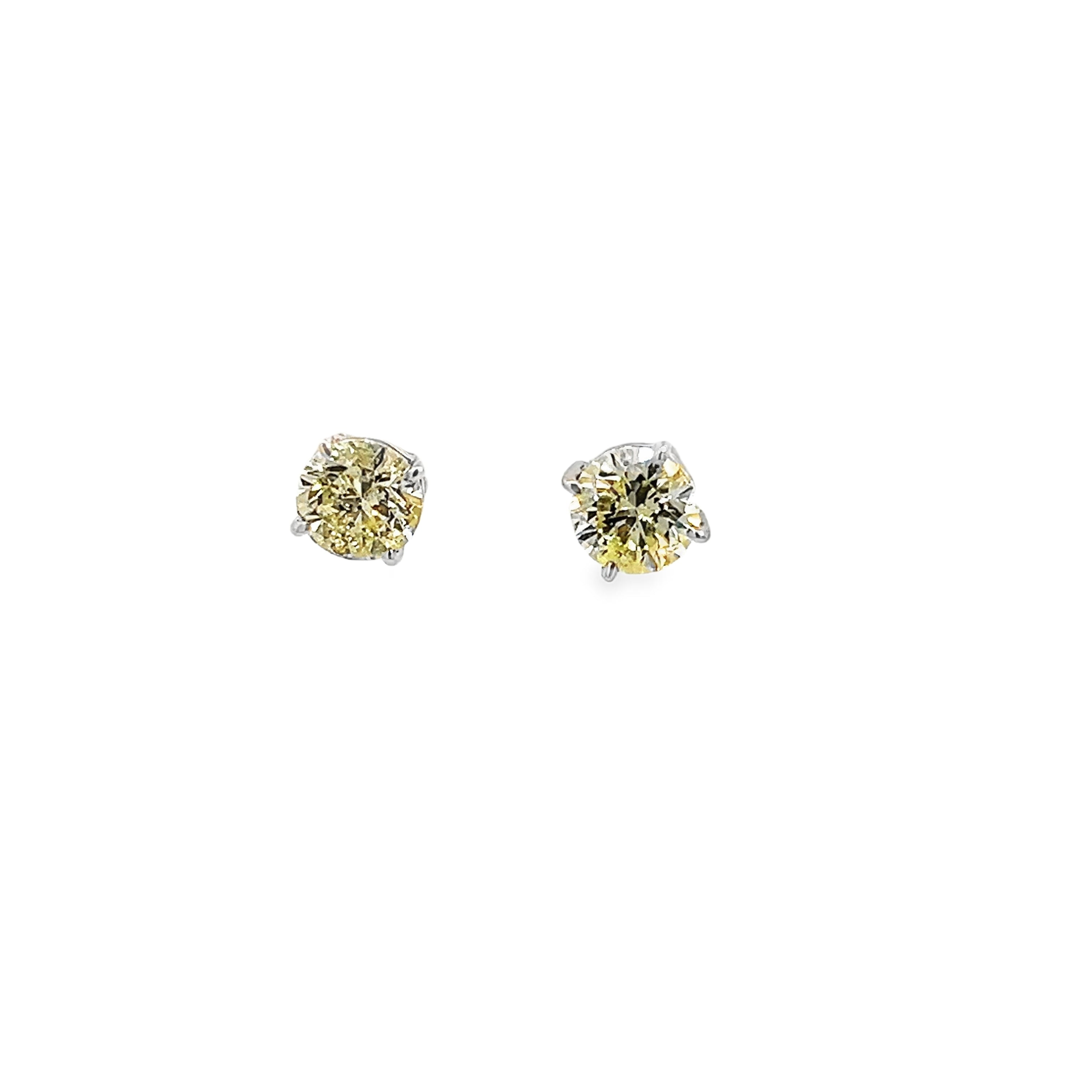 4.06ct Natural Round Brilliant Cut Diamond Stud Earrings Set in 18ct White Gold