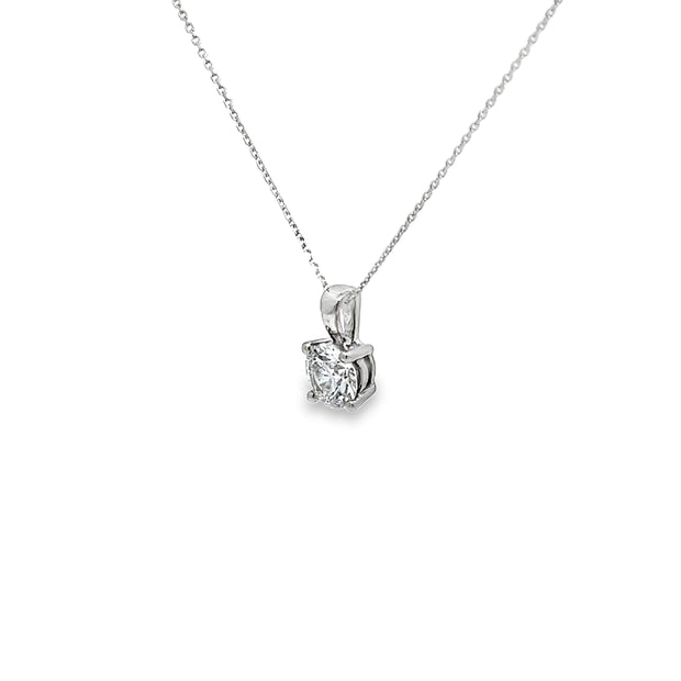 1.01ct Lab Grown Round Brilliant Cut Diamond Pendant Set in 18ct White Gold