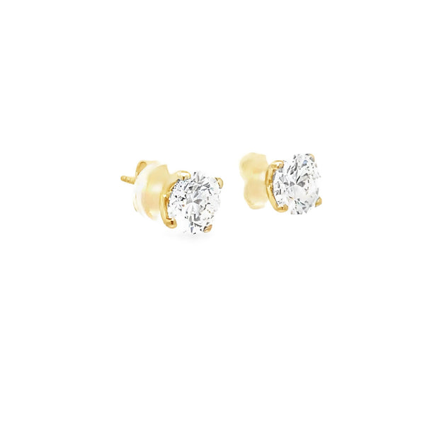 4.06ct Total Lab Grown Diamond Round Brilliant Cut Diamond Studs Set In 18ct Yellow Gold