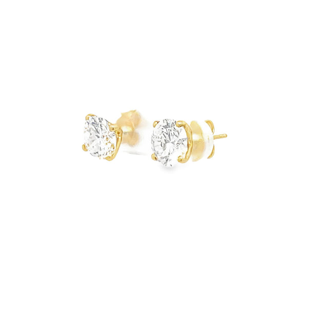 4.06ct Total Lab Grown Diamond Round Brilliant Cut Diamond Studs Set In 18ct Yellow Gold