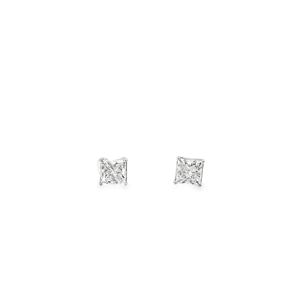 2.17ct Lab Grown Princess Cut Diamond Studs Set In Platinum