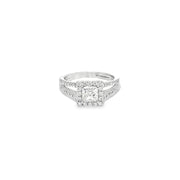 0.70ct Natural Diamond Centre Set In A Split Diamond And Halo Platinum Shank