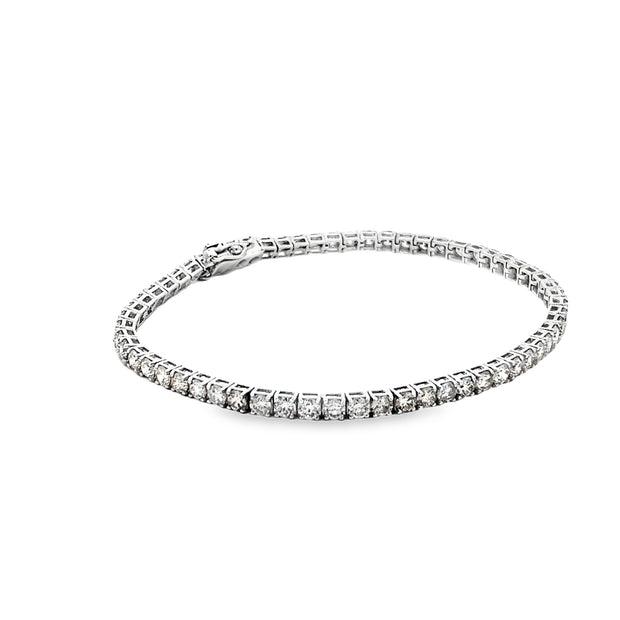 5.15ct Natural Round Brilliant Cut Diamond Tennis Bracelet Set In 18ct White Gold