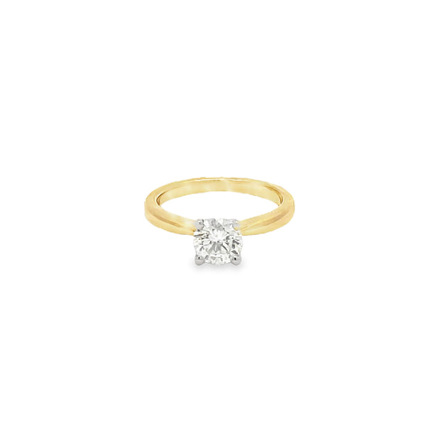 1.01ct Natural Round Brilliant Cut Diamond Engagement Ring Set In 18ct Yellow Gold