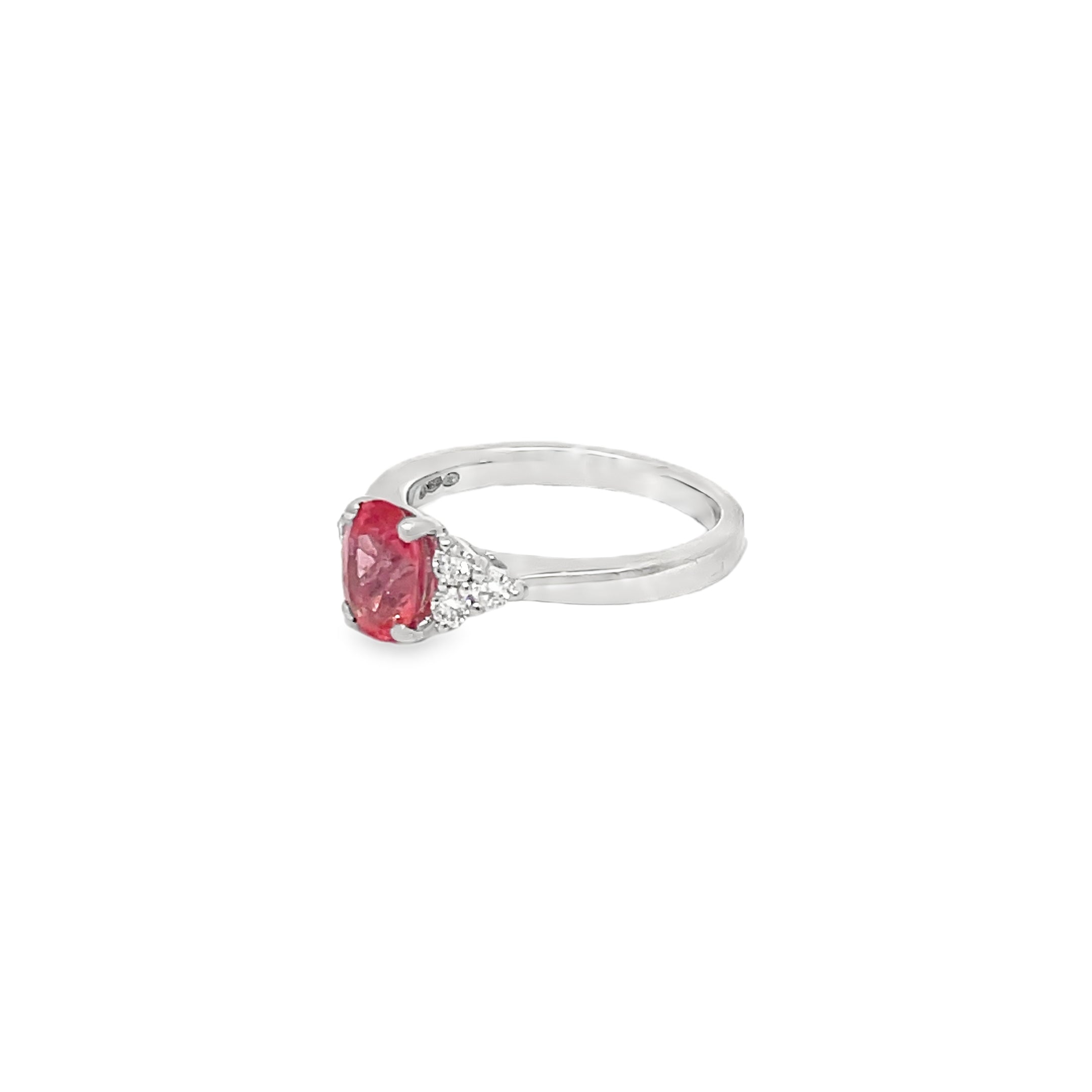 1.17ct Padparadsha Sapphire And Diamond Ring Set in Platinum