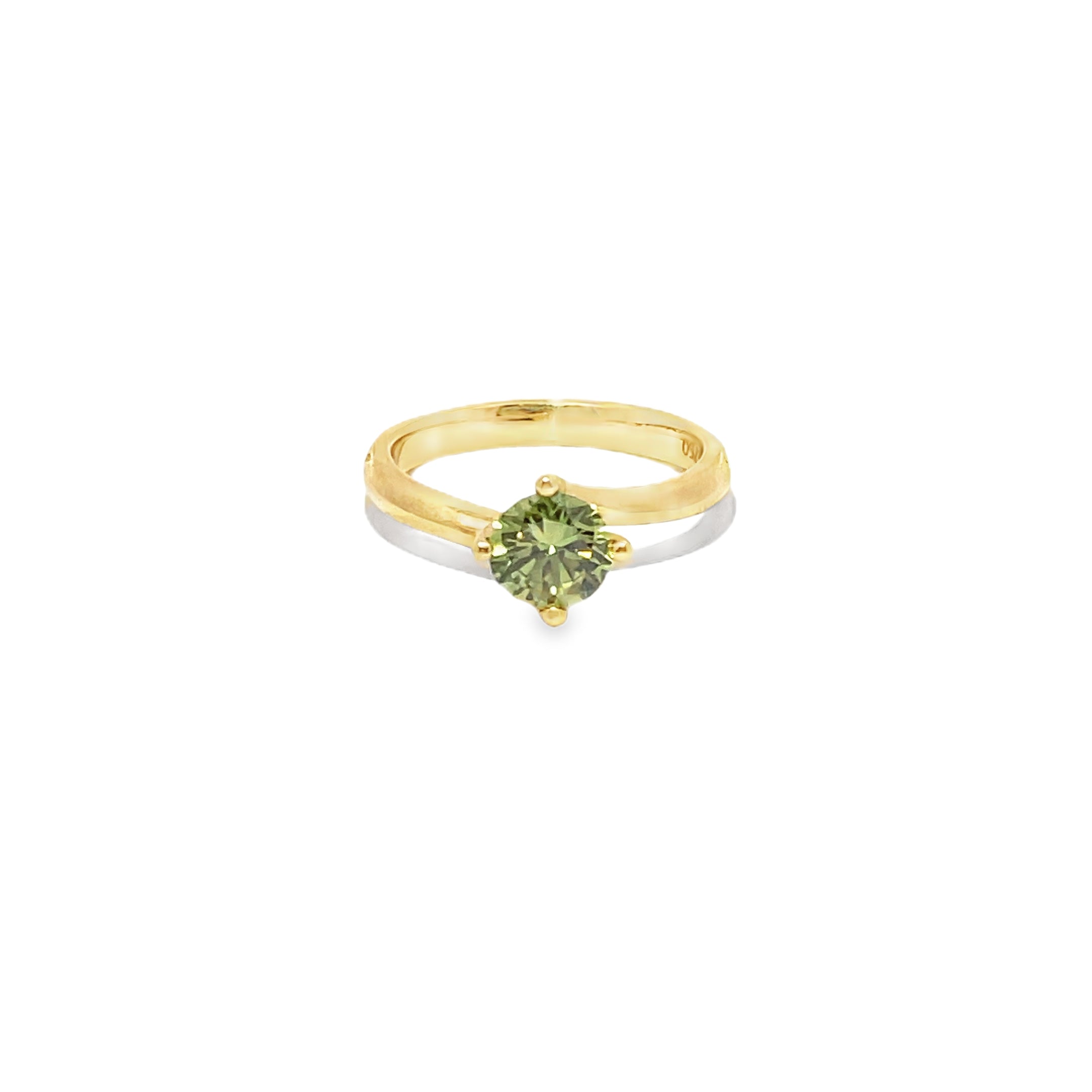 1.00ct Fancy Vivid Green Lab Grown Diamond Ring Set In 18ct Yellow Gold