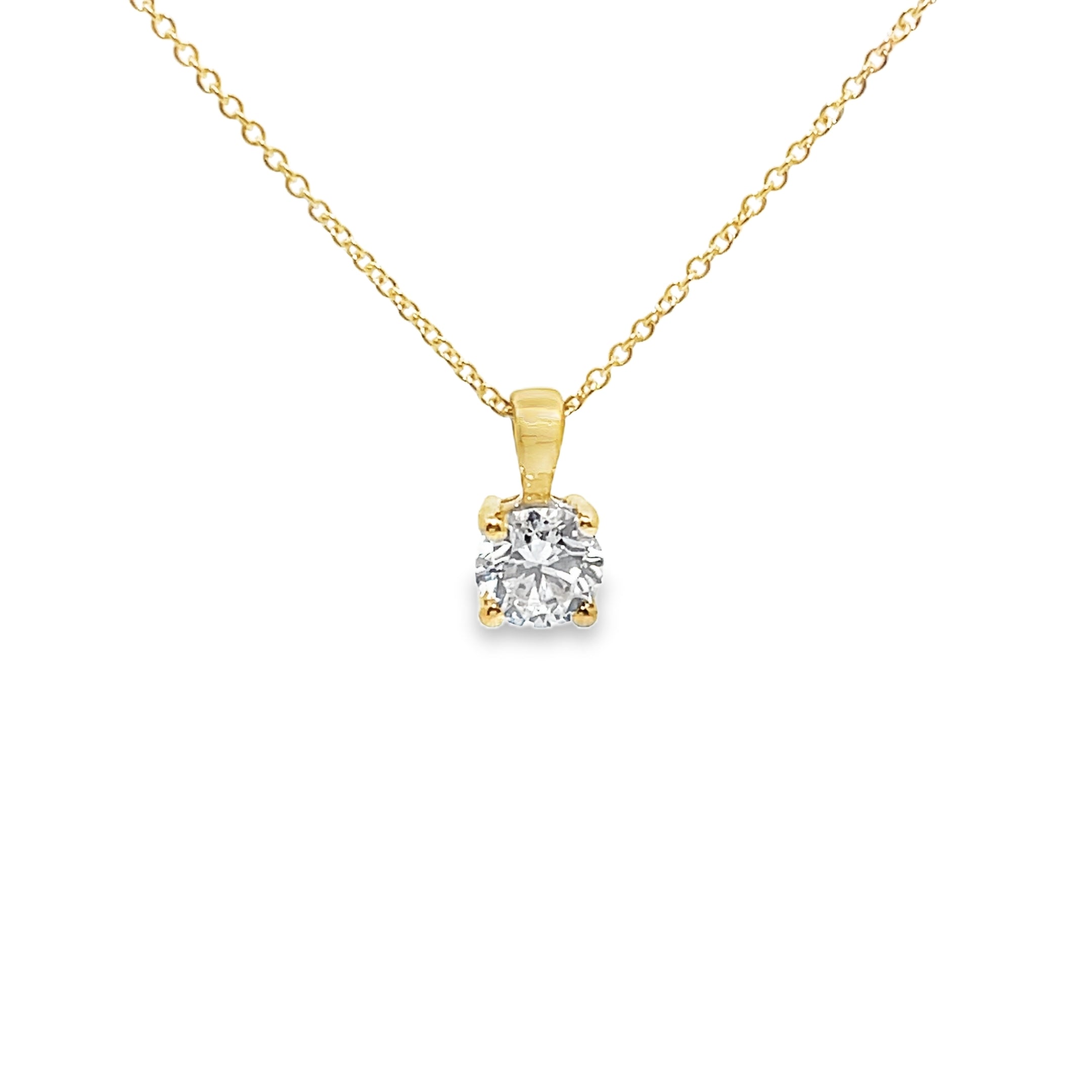 1.02ct Lab Grown Diamond Round Brilliant Cut Pendant Set In 18ct Yellow Gold