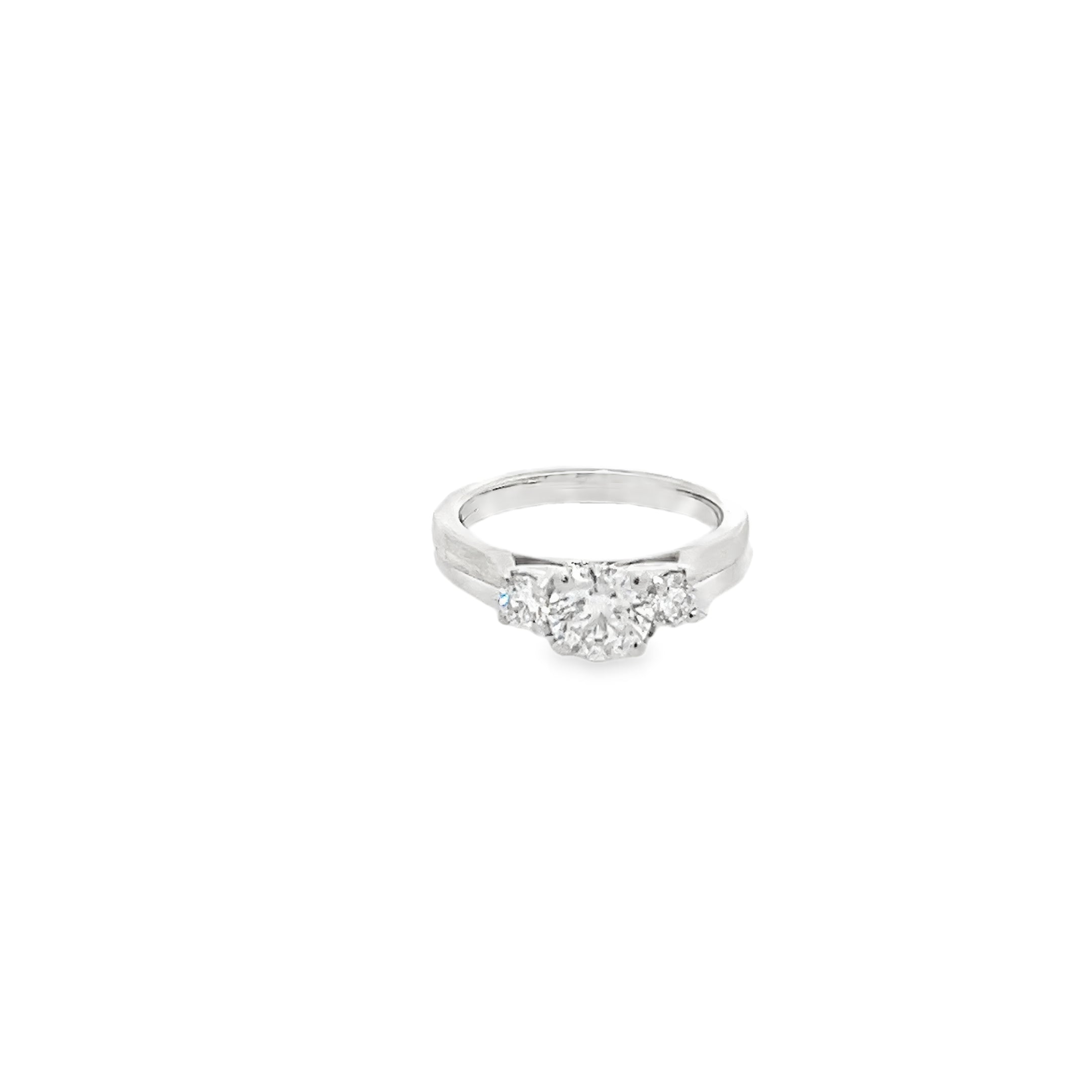 1.17ct Lab Grown Round Brilliant Cut Diamond Trilogy Ring Set In Platinum