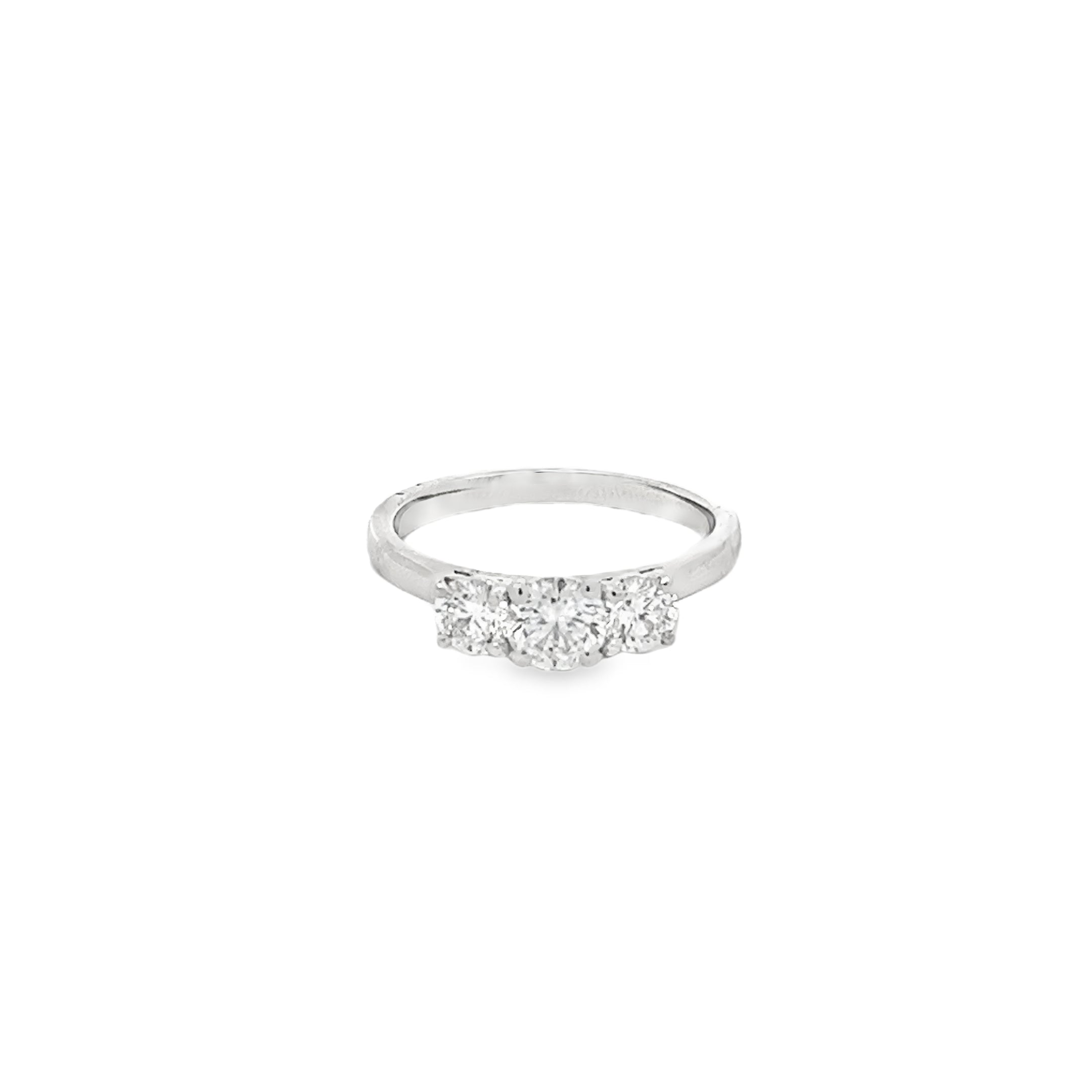1.01ct Lab Grown Round Brilliant Cut Diamond Trilogy Ring Set In Platinum