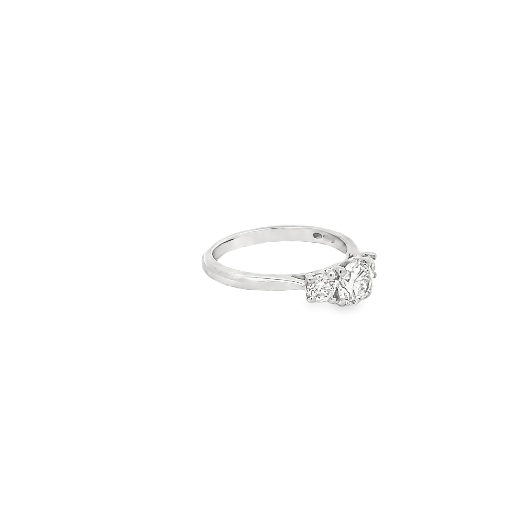 0.99ct Natural Diamond Trilogy Ring Set In Platinum 950