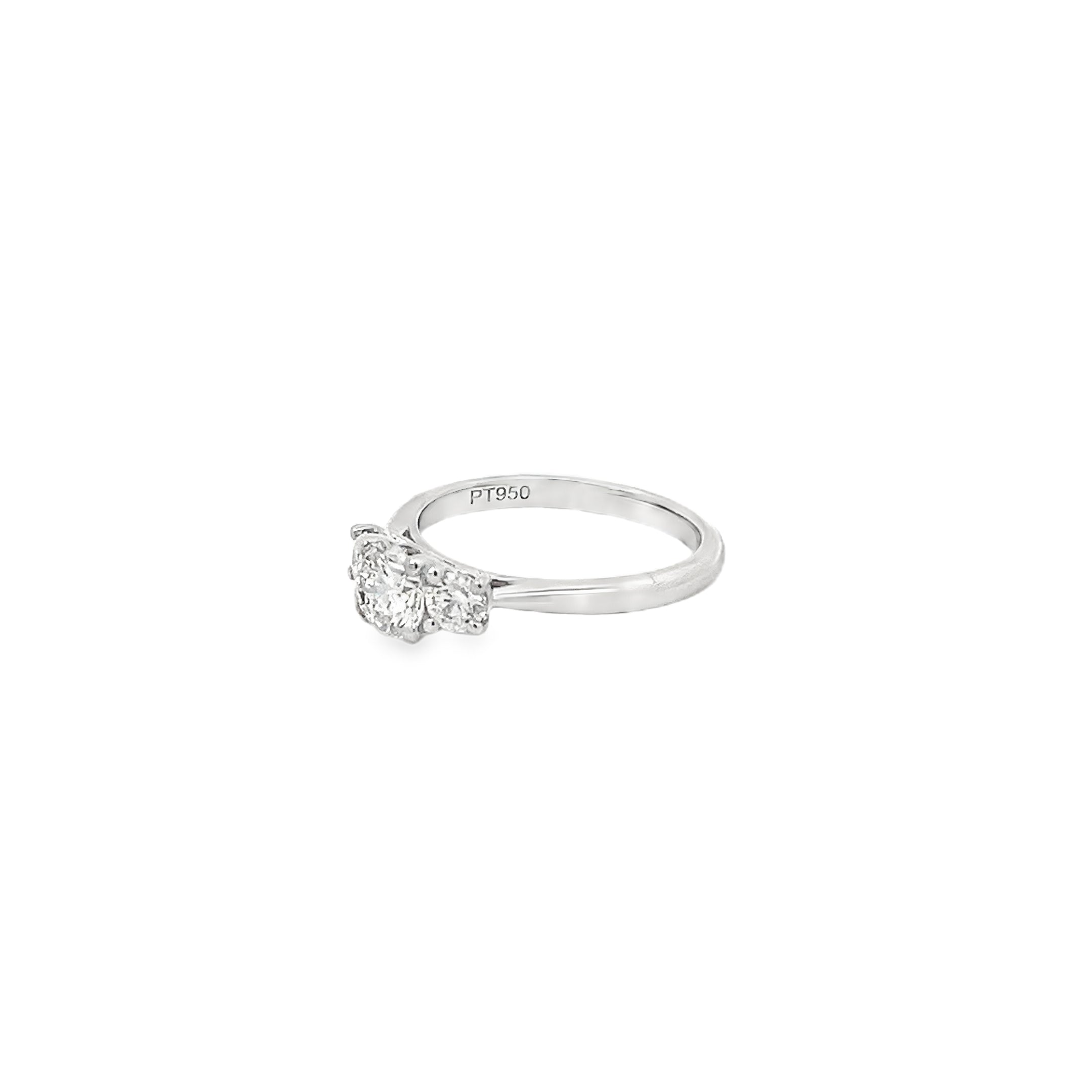 0.99ct Natural Diamond Trilogy Ring Set In Platinum 950