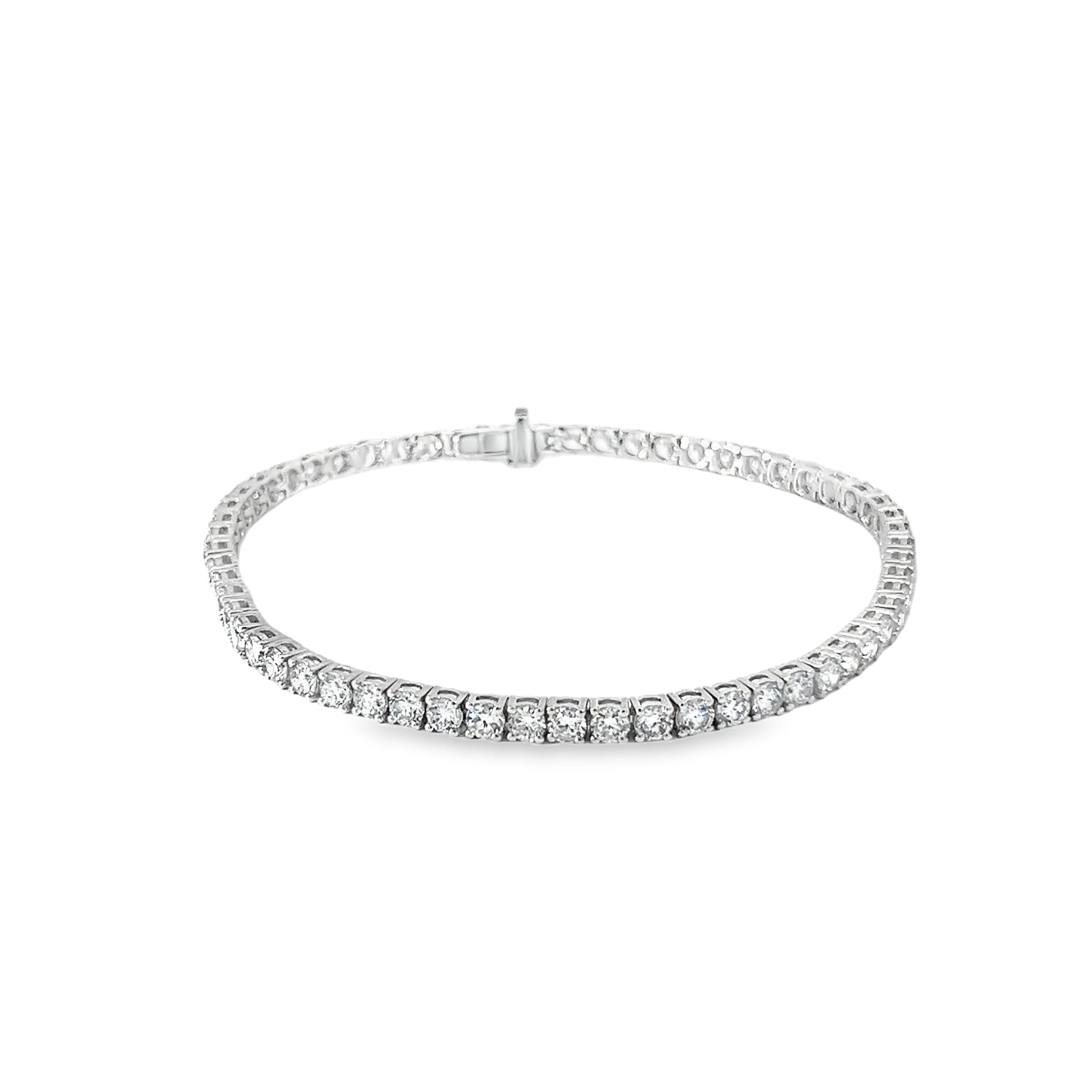 5ct Lab Grown Round Brilliant Cut Diamond Tennis Bracelet Set in 9ct White Gold