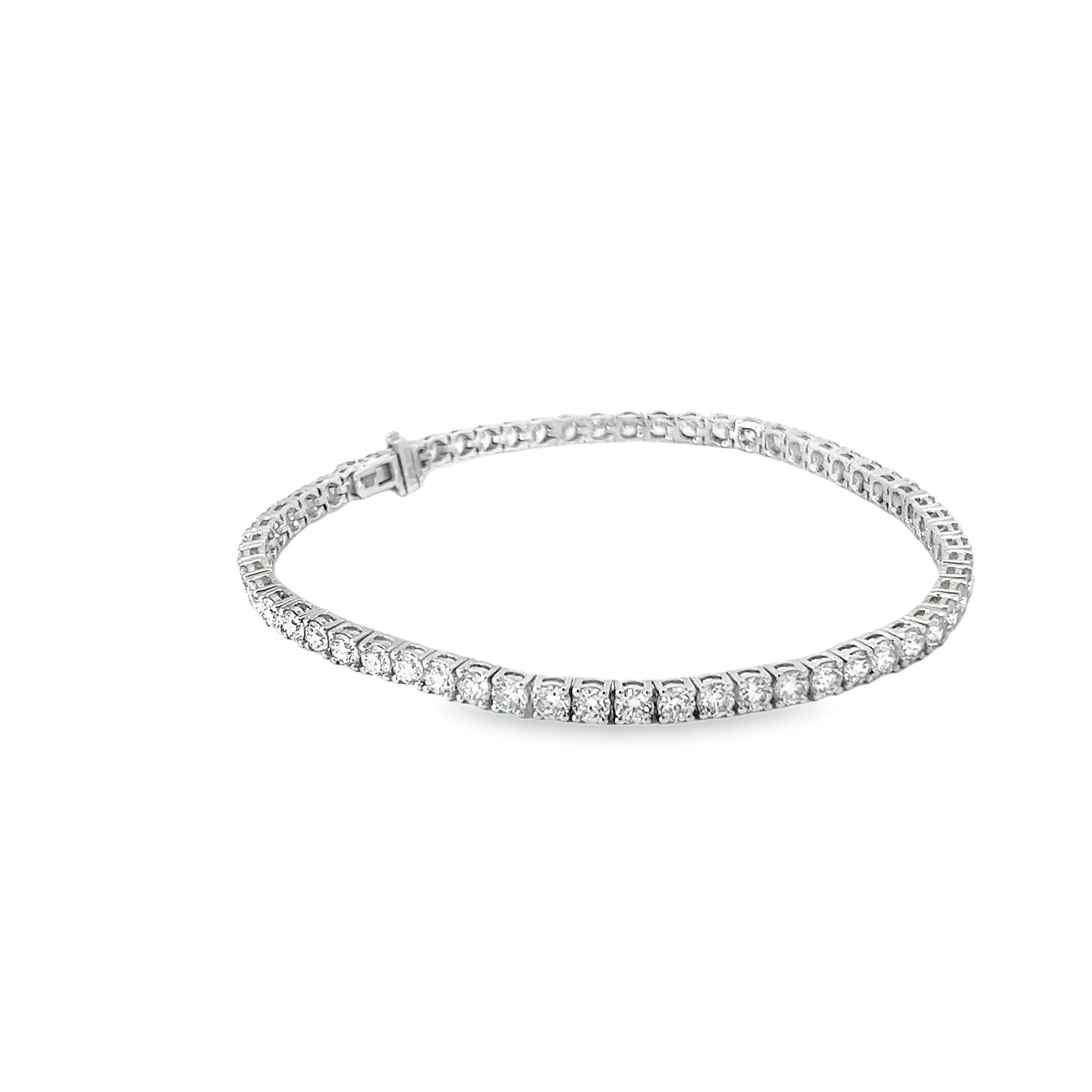 5ct Lab Grown Round Brilliant Cut Diamond Tennis Bracelet Set in 9ct White Gold