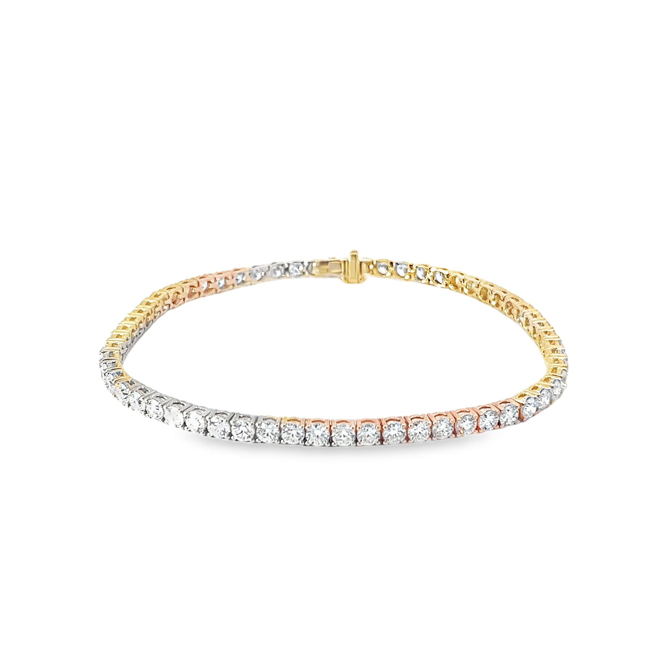 5.01ct Lab Grown Round Brilliant Cut Diamond Tennis Bracelet Set in 9ct Yellow Gold