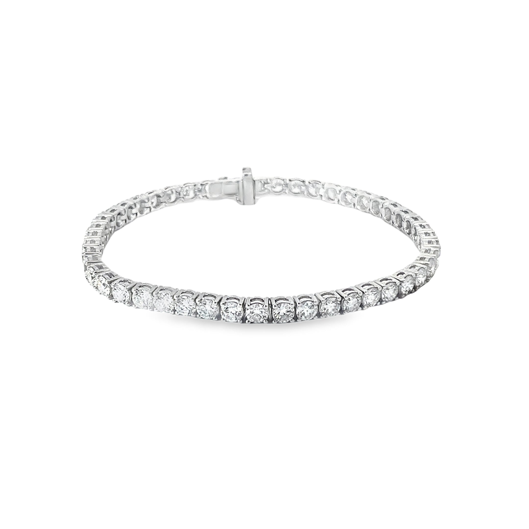 8.03ct Lab Grown Round Brilliant Cut Diamond Tennis Bracelet Set in 9ct Whiet Gold