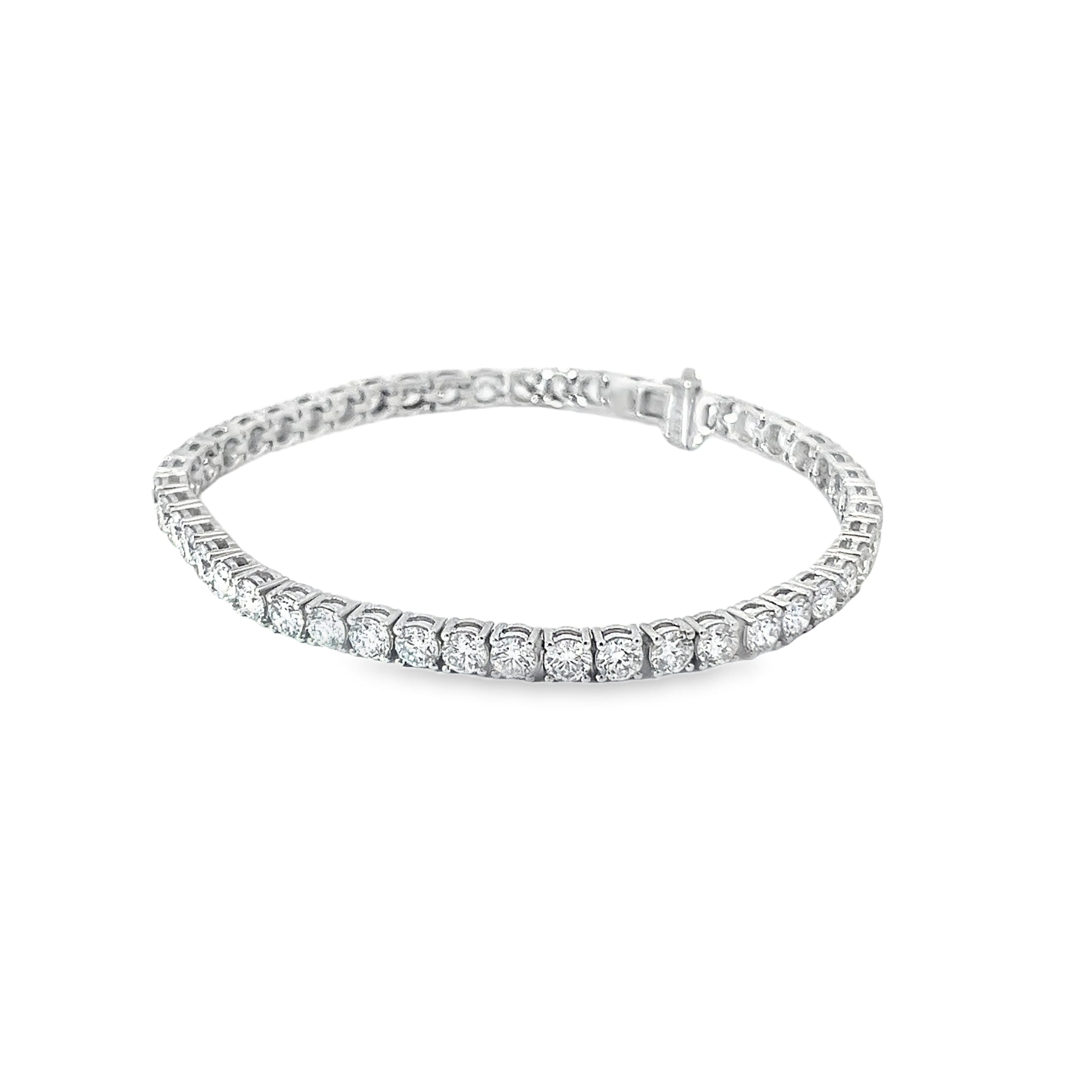 8.03ct Lab Grown Round Brilliant Cut Diamond Tennis Bracelet Set in 9ct Whiet Gold