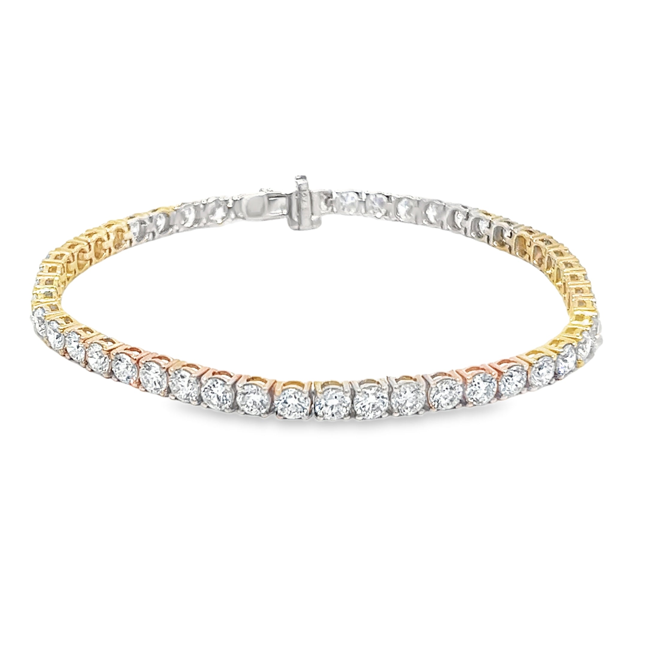 7.01ct Lab Grown Round Brilliant Cut Diamond Tennis Bracelet Set in 9ct Yellow Gold