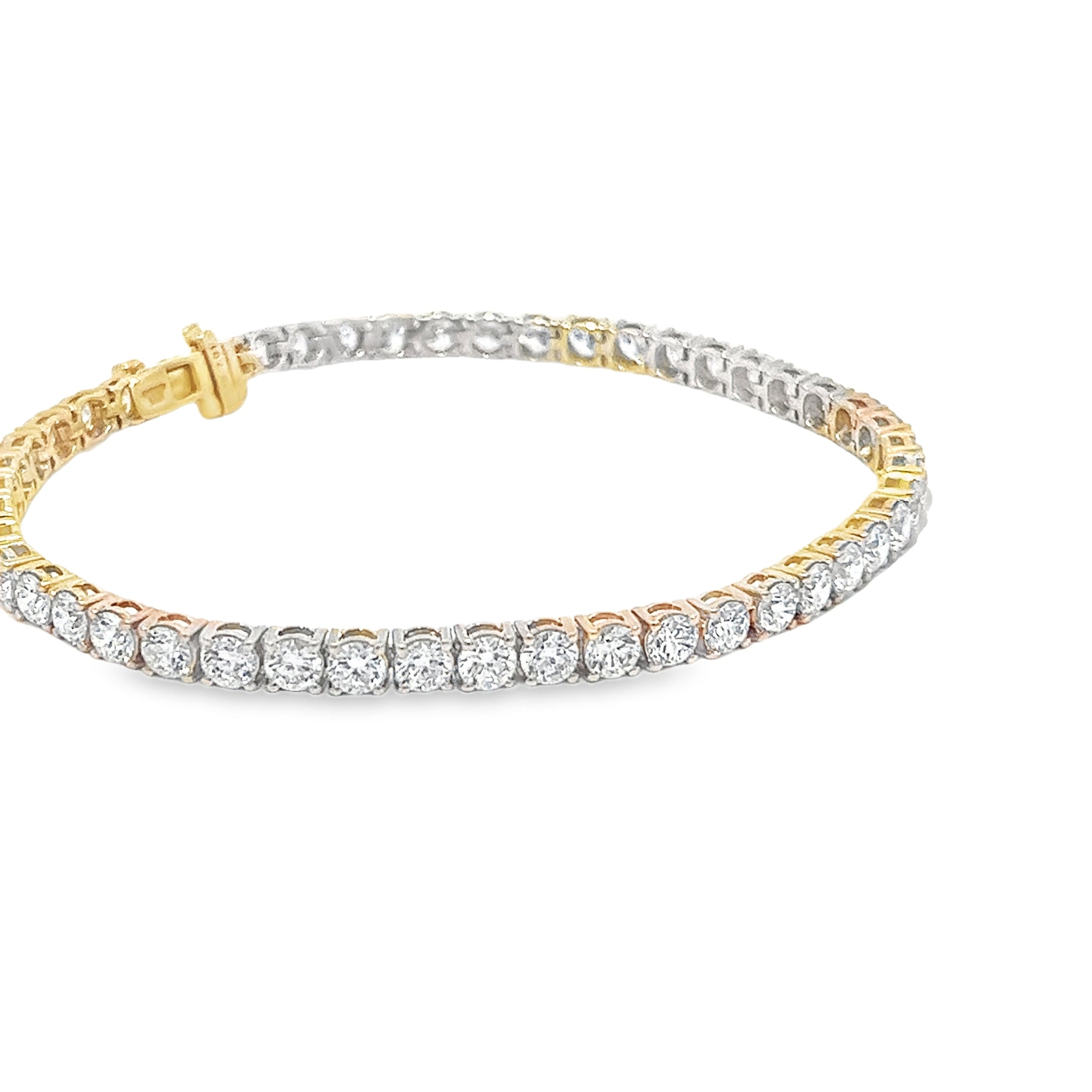 7.01ct Lab Grown Round Brilliant Cut Diamond Tennis Bracelet Set in 9ct Yellow Gold
