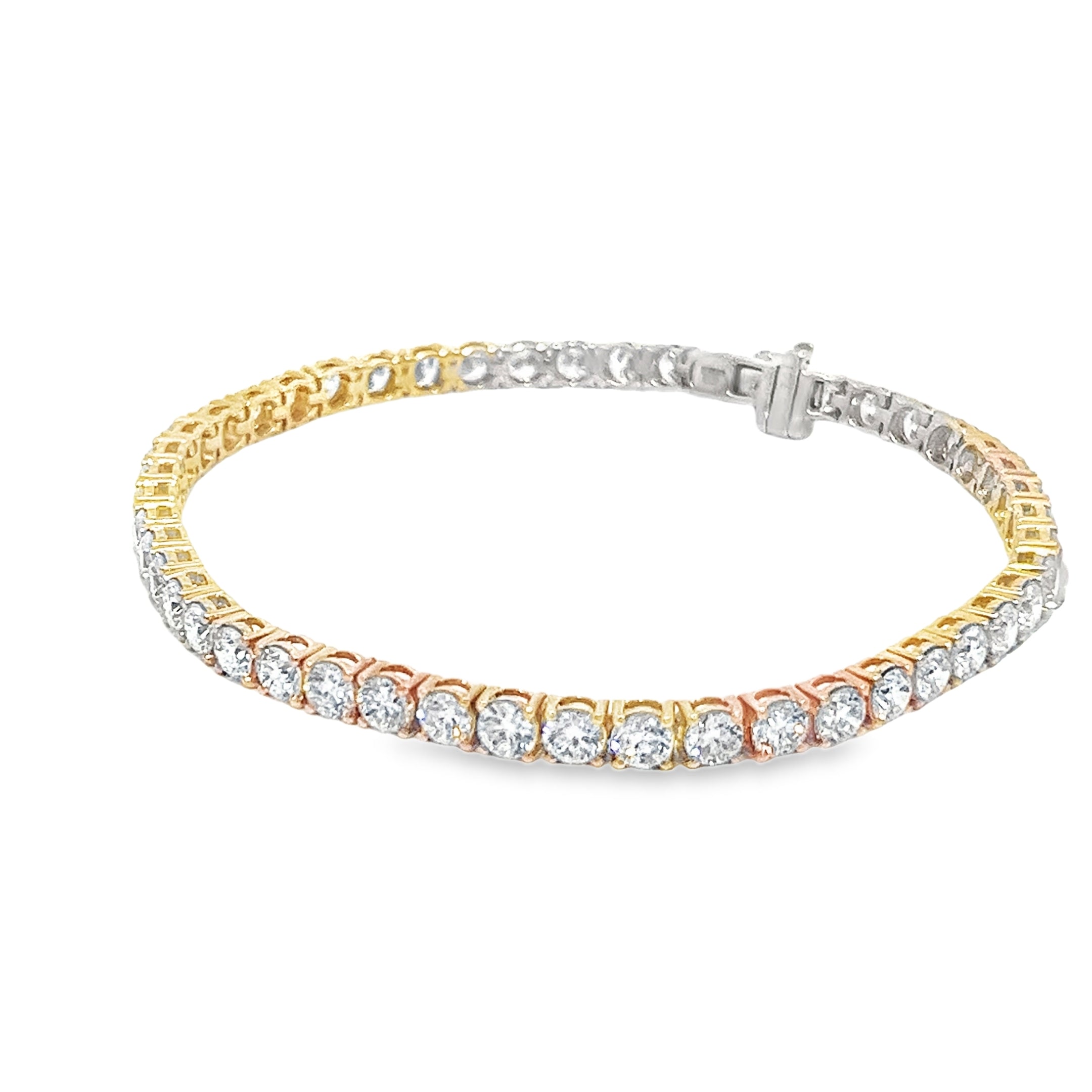 7.01ct Lab Grown Round Brilliant Cut Diamond Tennis Bracelet Set in 9ct Yellow Gold