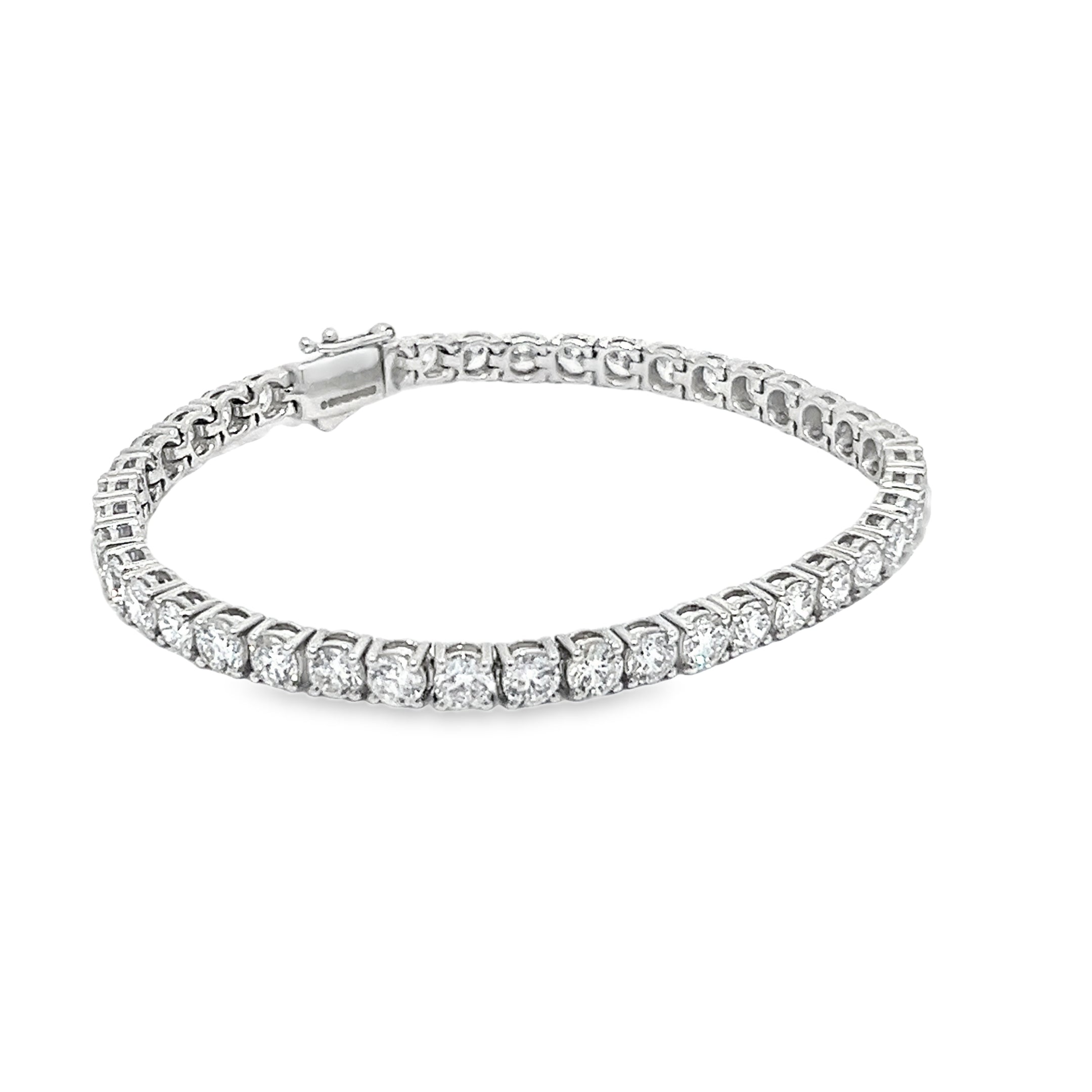 10.02ct Lab Grown Round Brilliant Cut Diamond Tennis Bracelet Set in 9ct White Gold