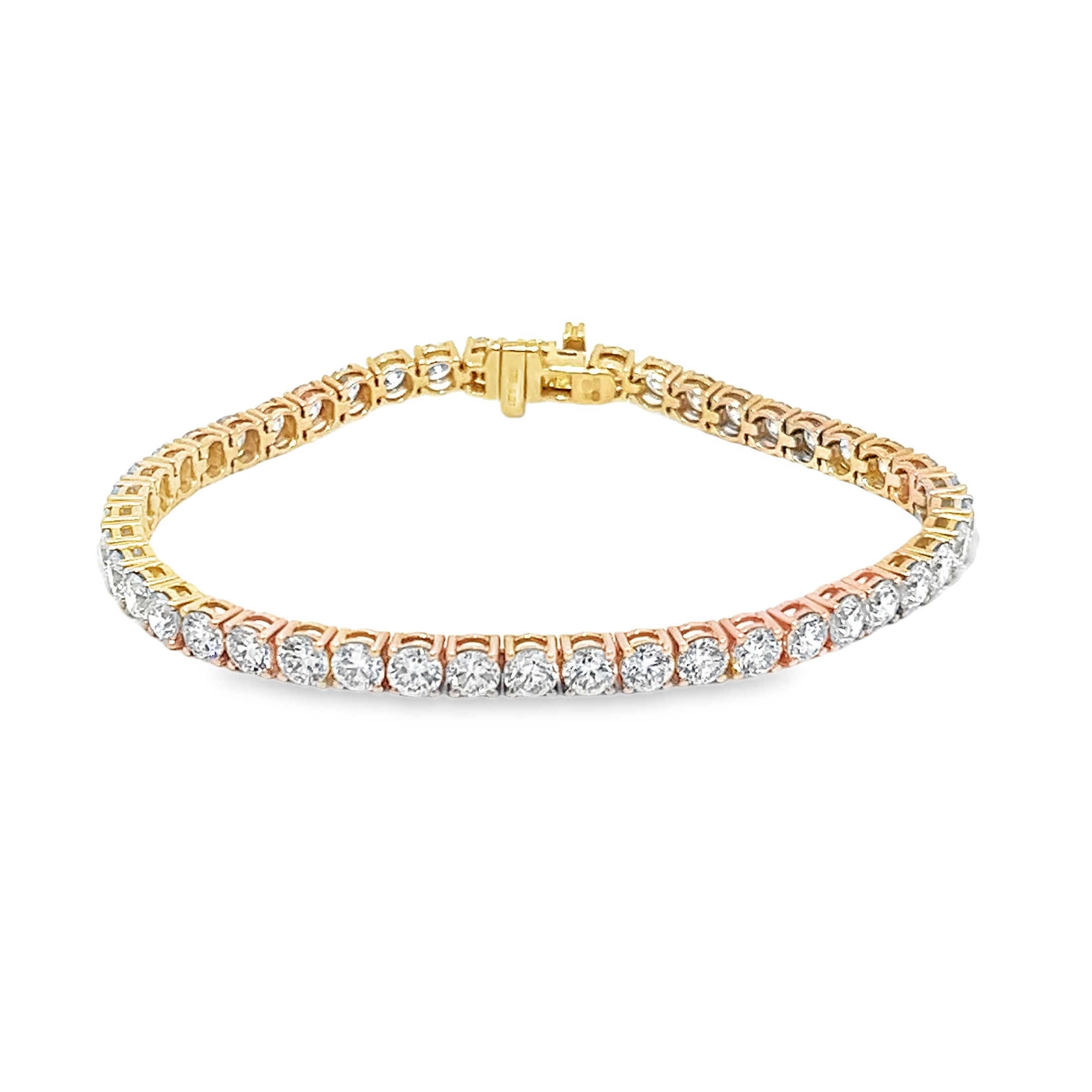 9.01ct Lab Grown Round Brilliant Cut Diamond Tennis Bracelet Set in 9ct Yellow Gold
