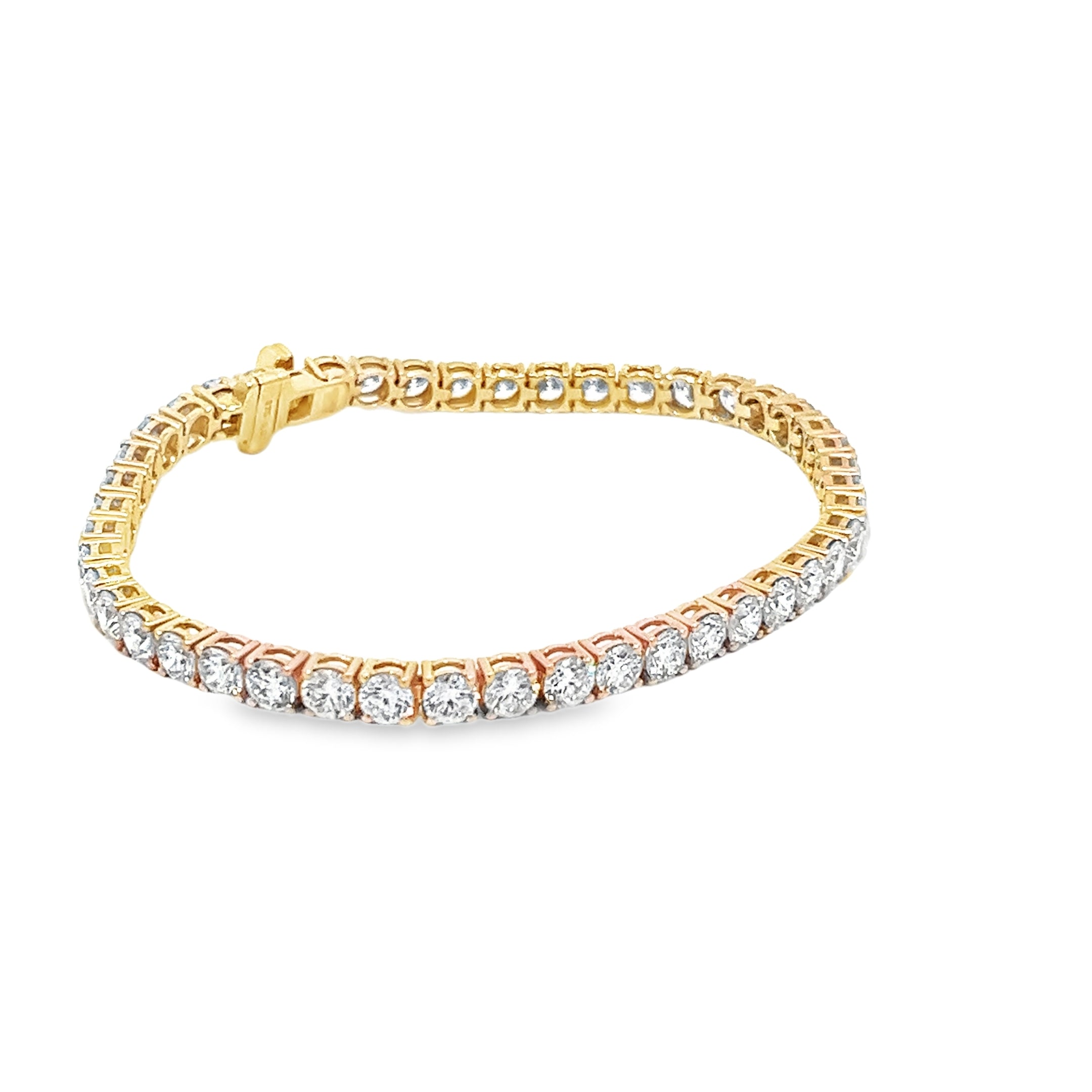 9.01ct Lab Grown Round Brilliant Cut Diamond Tennis Bracelet Set in 9ct Yellow Gold