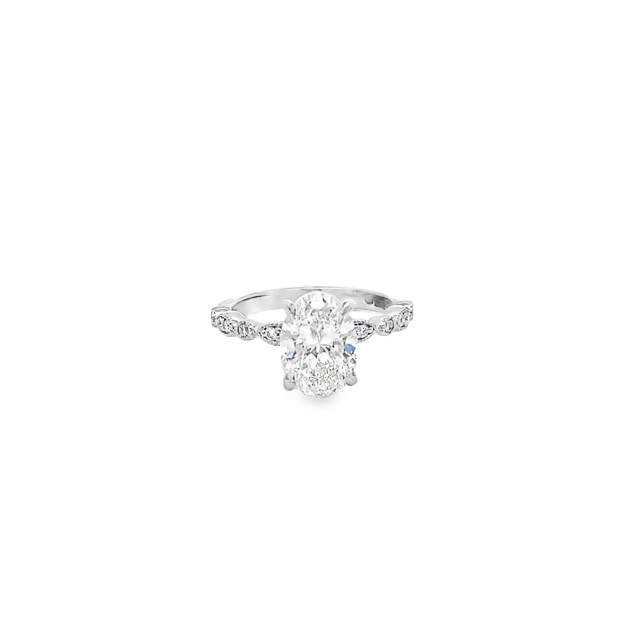 2.50ct Lab Grown Oval Cut Diamond Engagement Ring Set In Platinum
