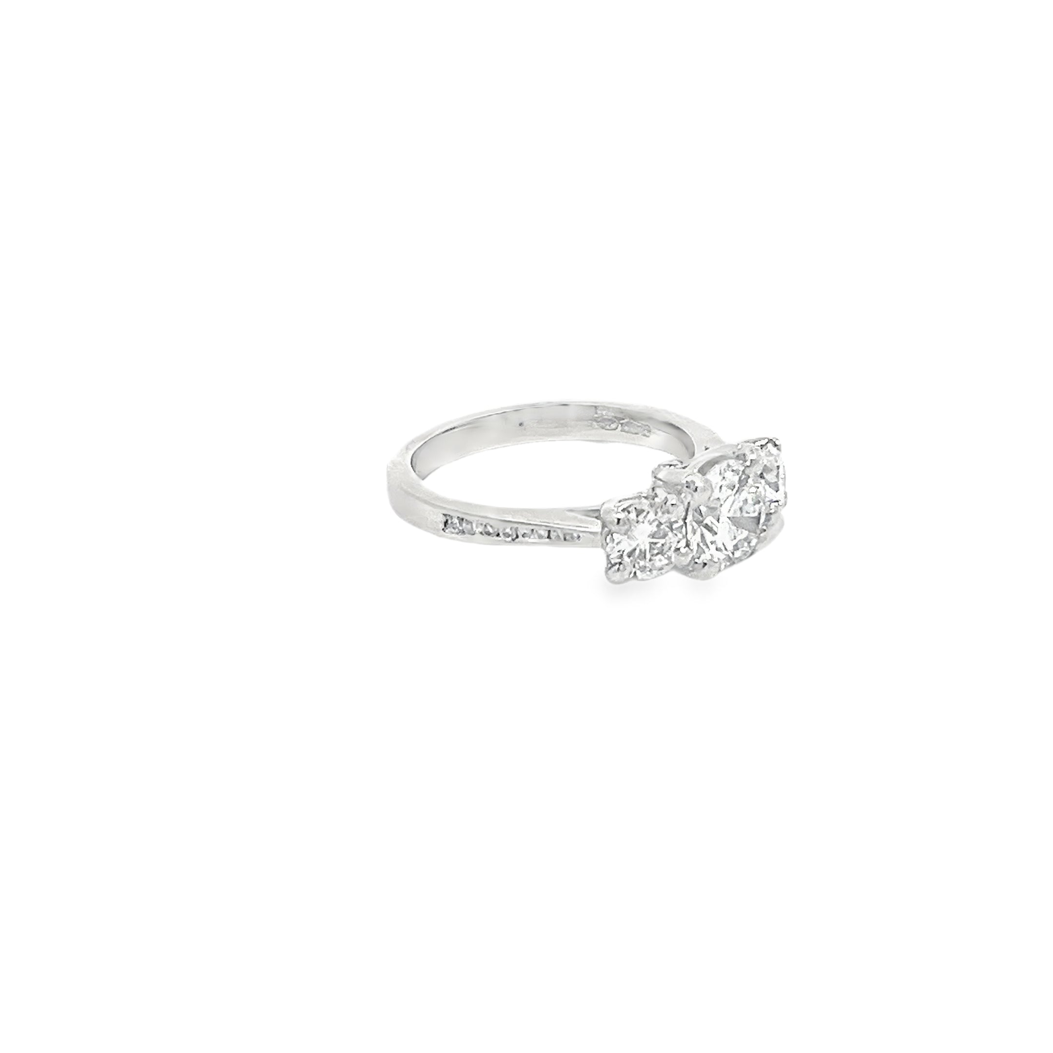 1.67ct Lab Grown Round Brilliant Cut Diamond Trilogy Ring Set In Platinum