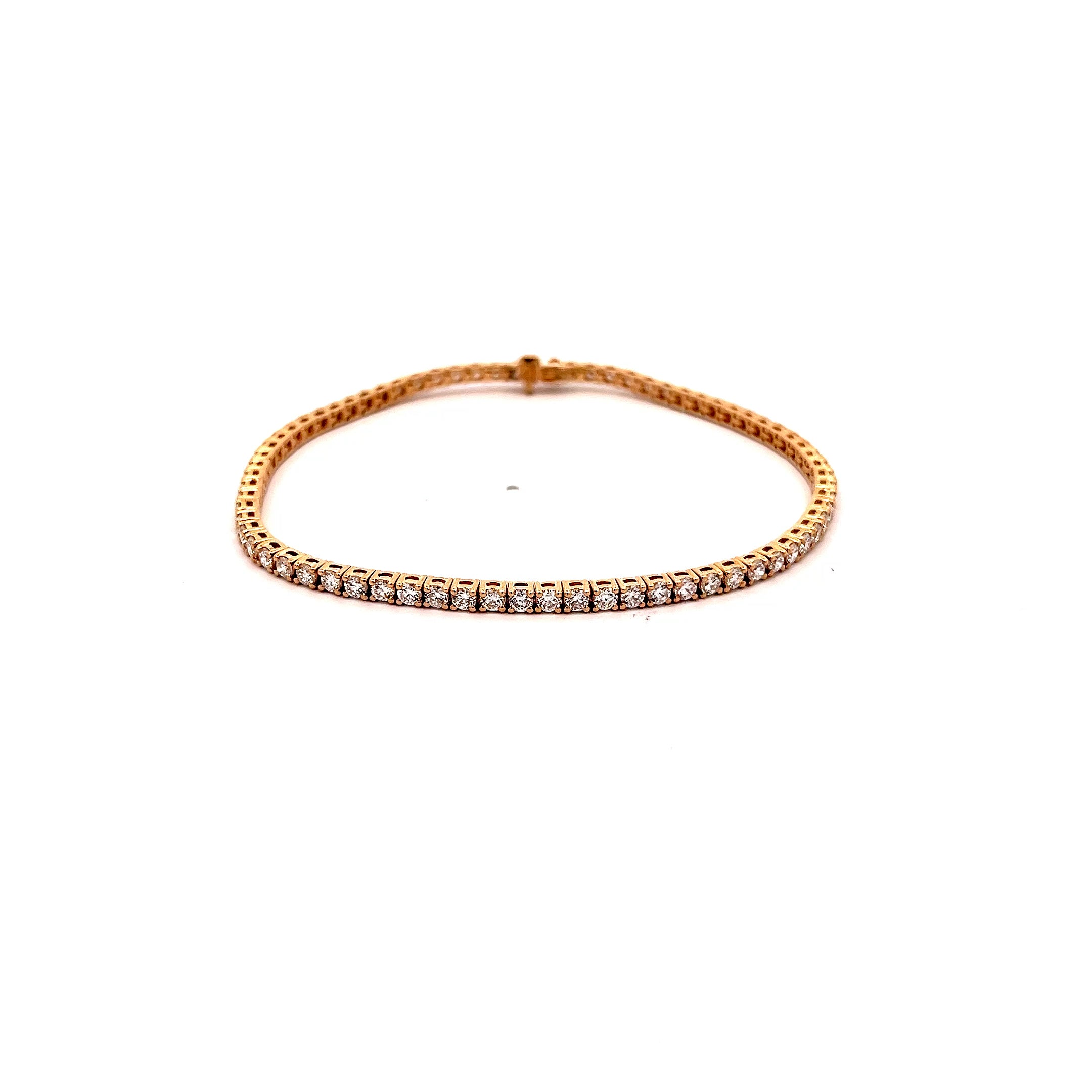 3.04ct Lab Grown Round Brilliant Cut Diamond Tennis Bracelet Set in 9ct Yellow Gold