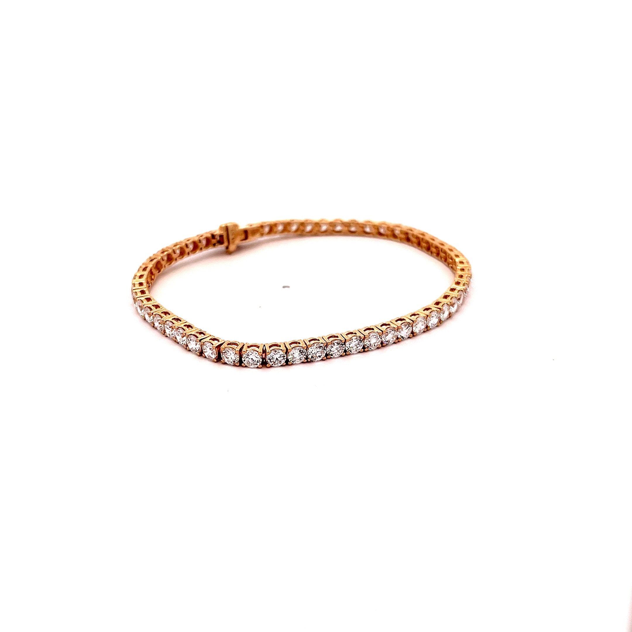 6.02ct Lab Grown Round Brilliant Cut Diamond Tennis Bracelet Set in 9ct Yellow Gold
