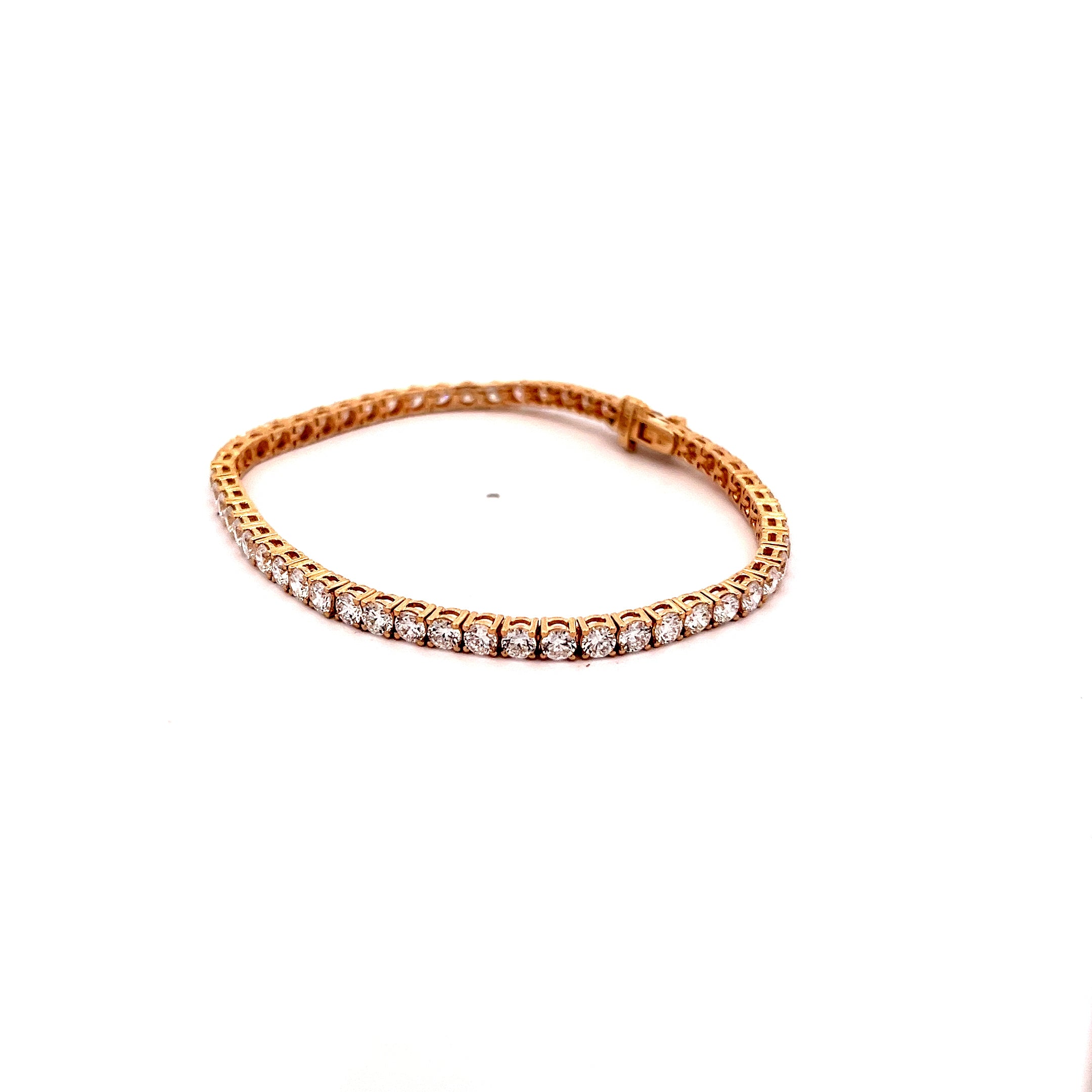 6.02ct Lab Grown Round Brilliant Cut Diamond Tennis Bracelet Set in 9ct Yellow Gold