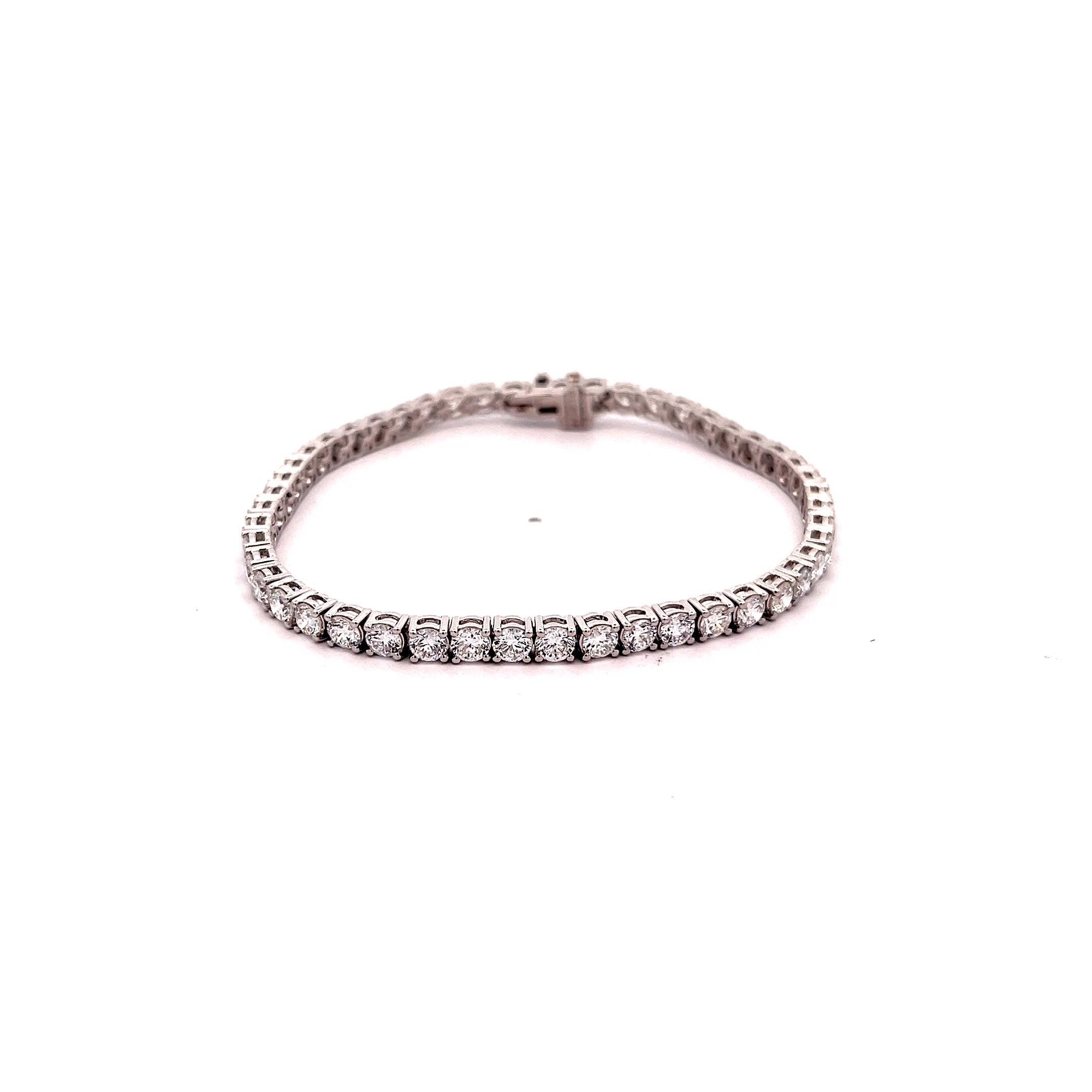 7.02ct Lab Grown Round Brilliant Cut Diamond Tennis Bracelet Set in 9ct White Gold