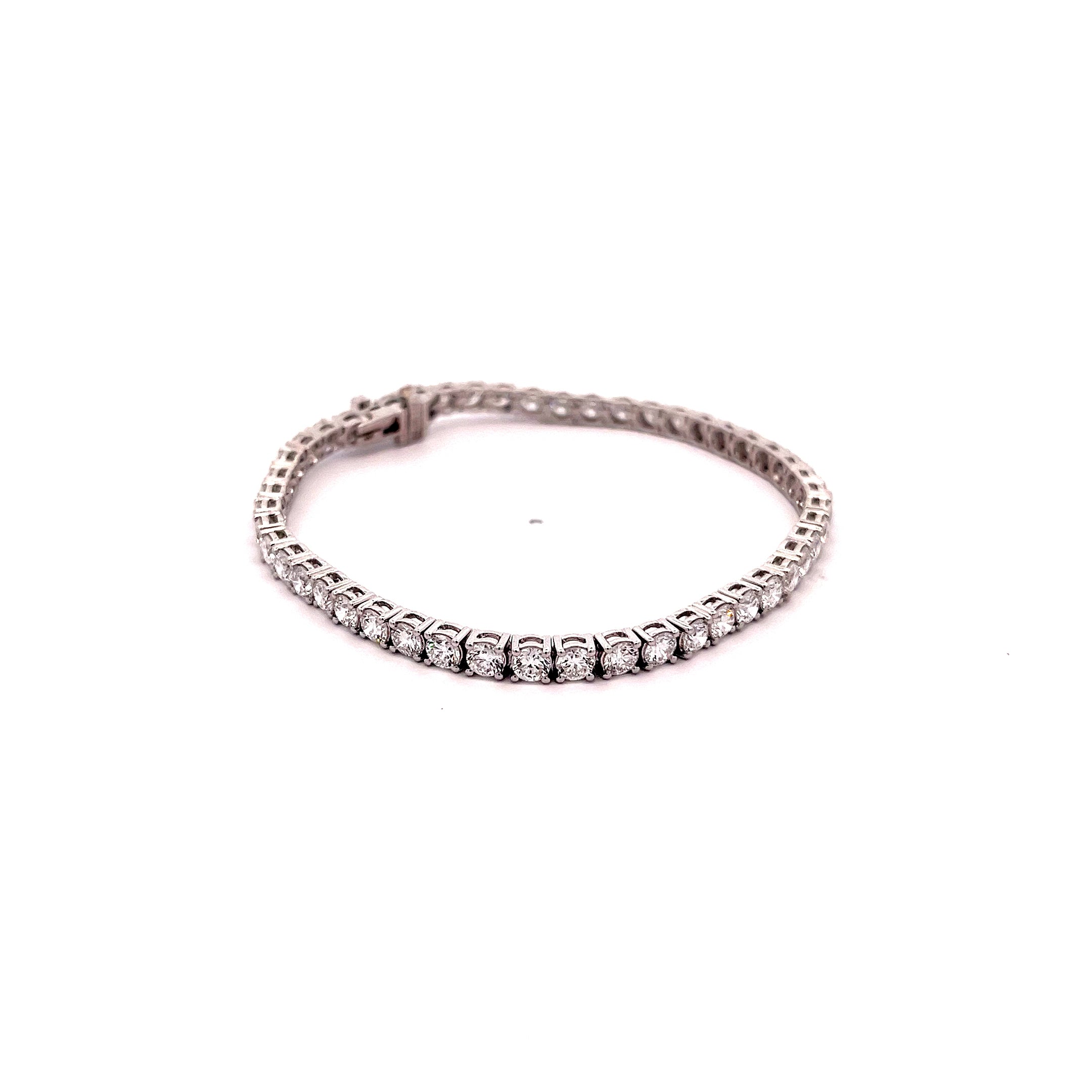 7.02ct Lab Grown Round Brilliant Cut Diamond Tennis Bracelet Set in 9ct White Gold