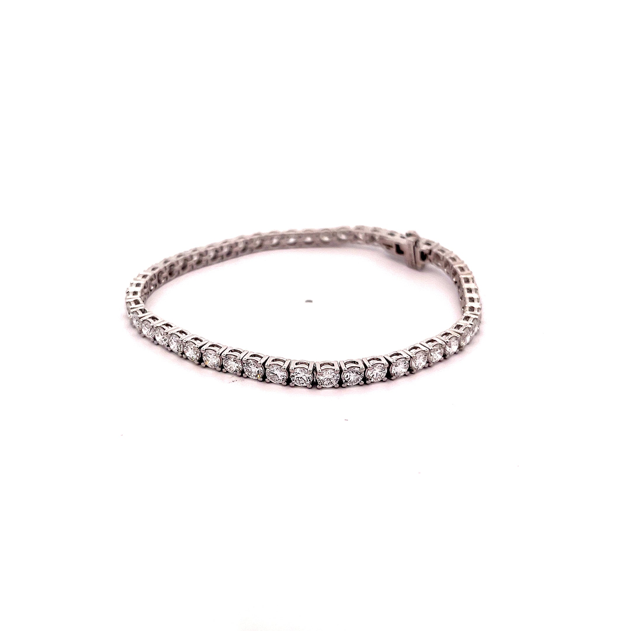 7.02ct Lab Grown Round Brilliant Cut Diamond Tennis Bracelet Set in 9ct White Gold