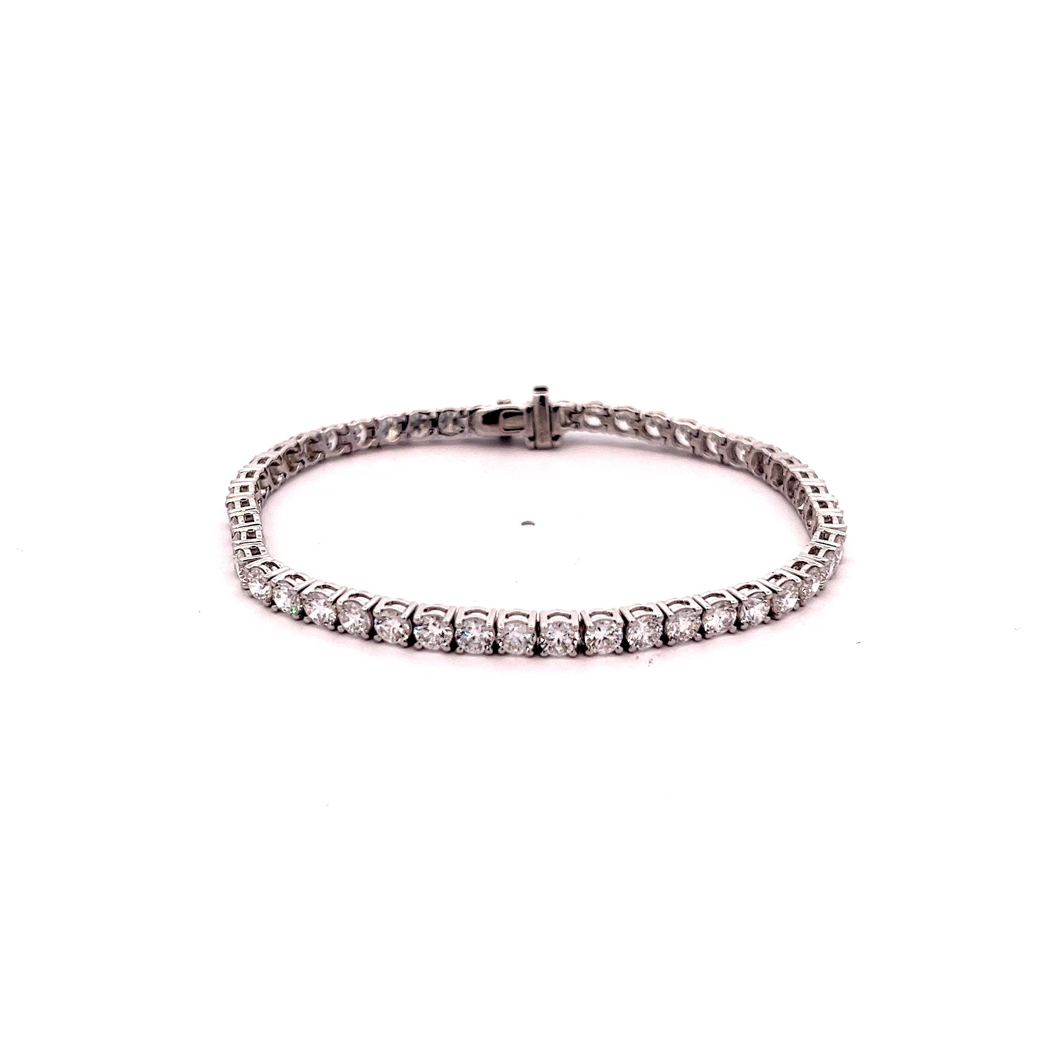 8.01ct Lab Grown Round Brilliant Cut Diamond Tennis Bracelet Set in 9ct White Gold