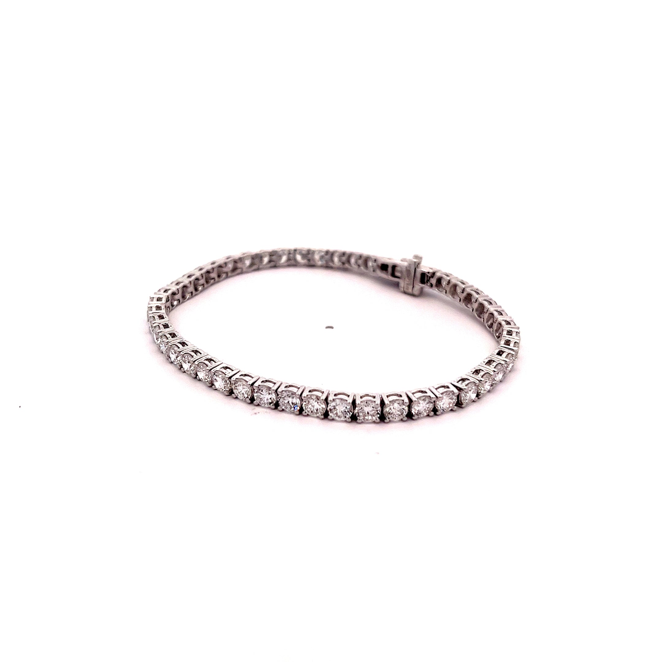 8.01ct Lab Grown Round Brilliant Cut Diamond Tennis Bracelet Set in 9ct White Gold