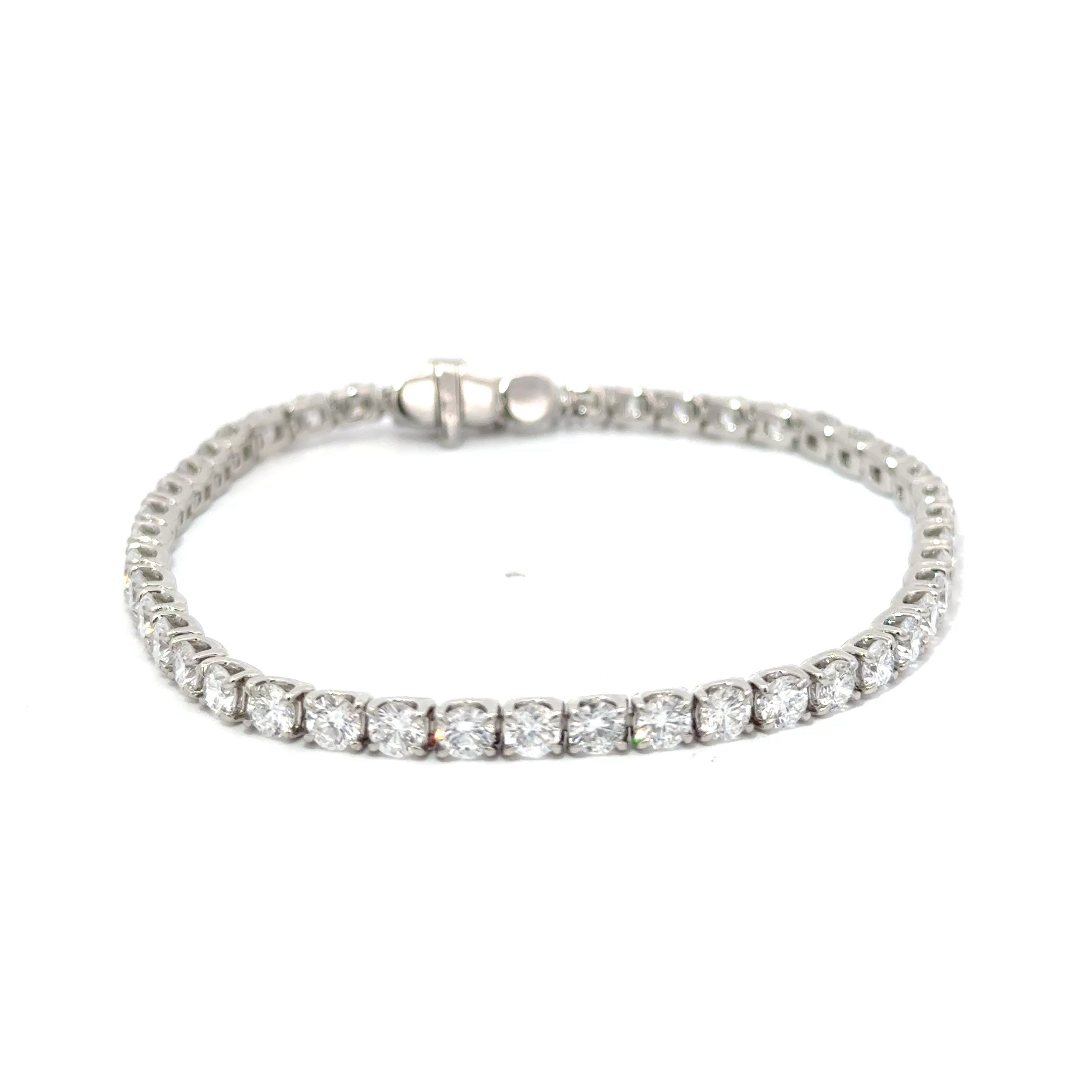 7.35ct Lab Grown Round Brilliant Cut Diamond Tennis Bracelet Set In Platinum 950
