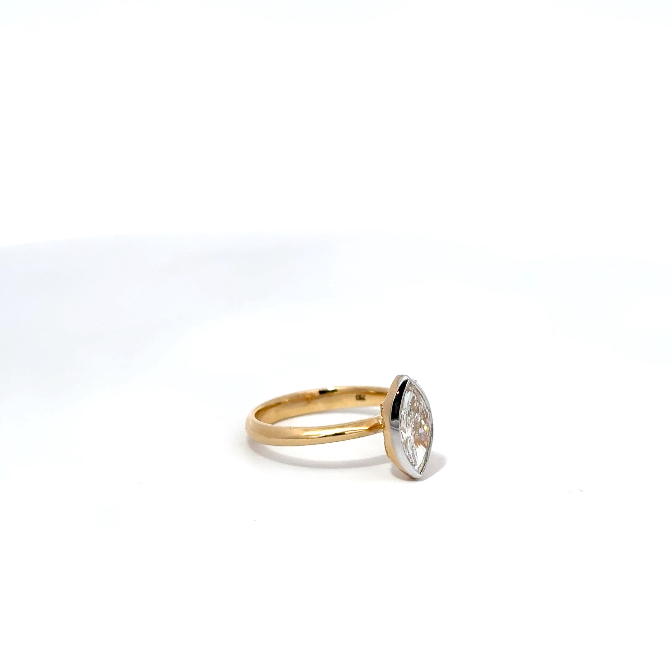 1.00ct Marquise Cut Lab Grown Diamond Bezel Set 18ct Yellow Gold